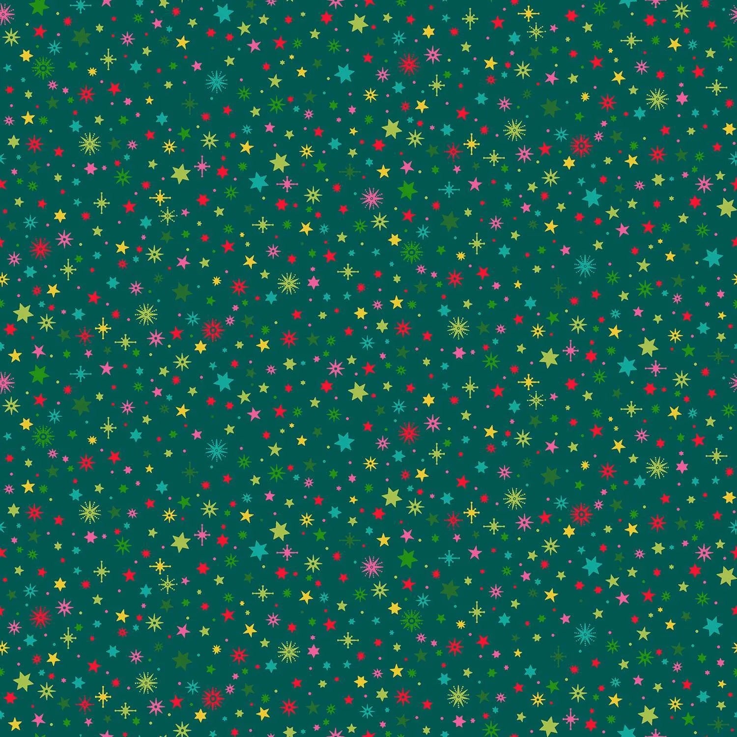 Christmas Brights | Teal Starlight by Makower UK for Andover Fabrics | MU-022-T