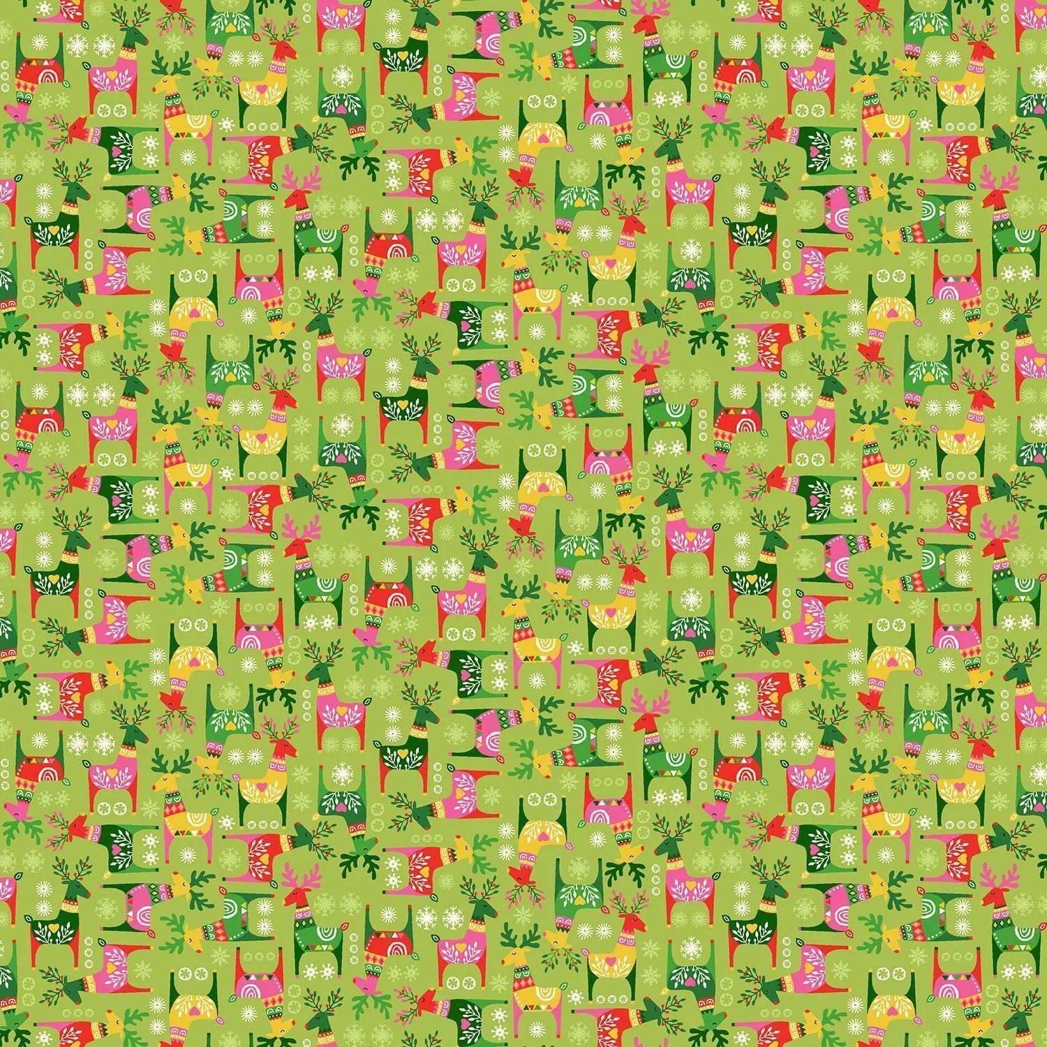 Christmas Brights | Green Rudolph by Makower UK for Andover Fabrics | MU-023-G