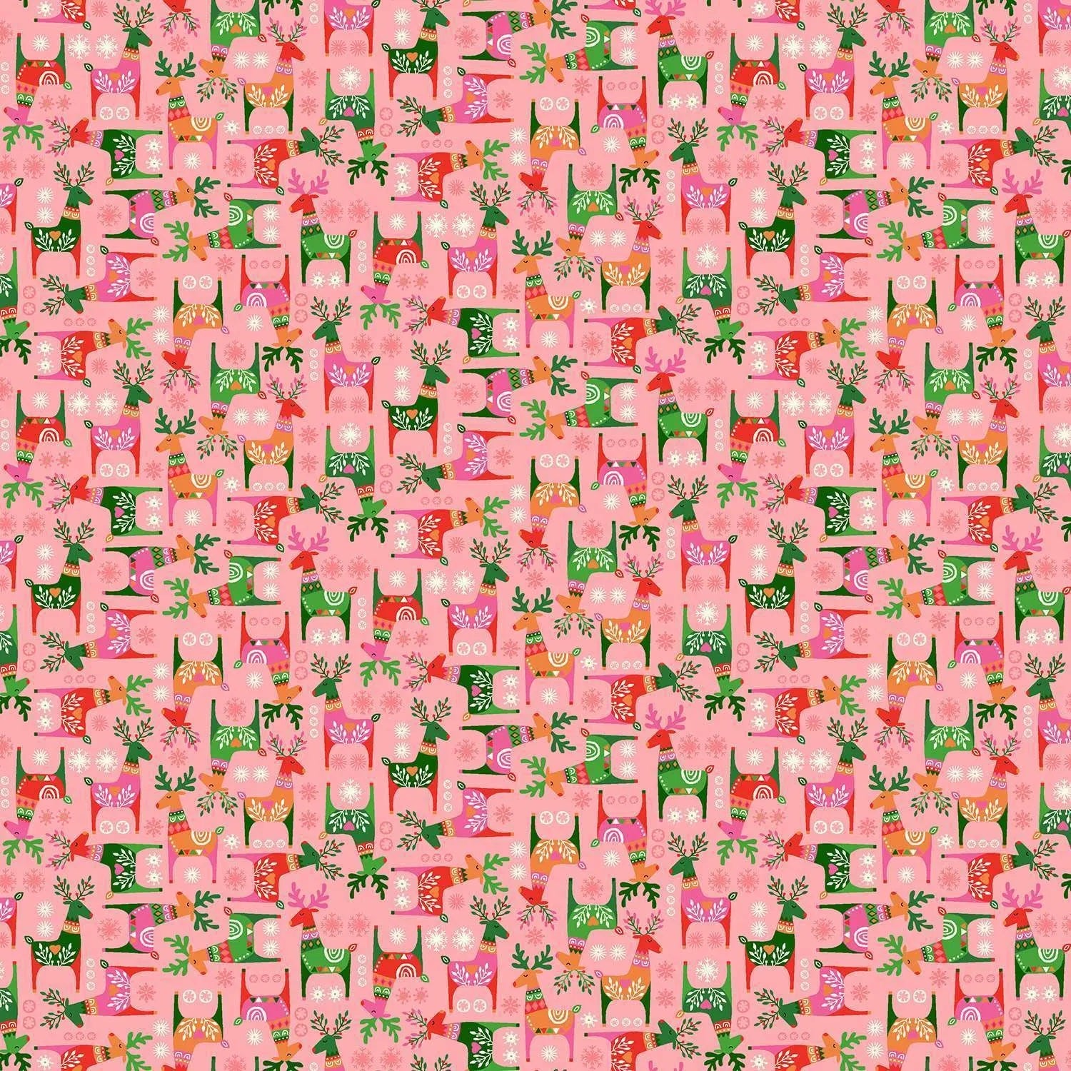 Christmas Brights | Pink Rudolph by Makower UK for Andover Fabrics | MU-023-P