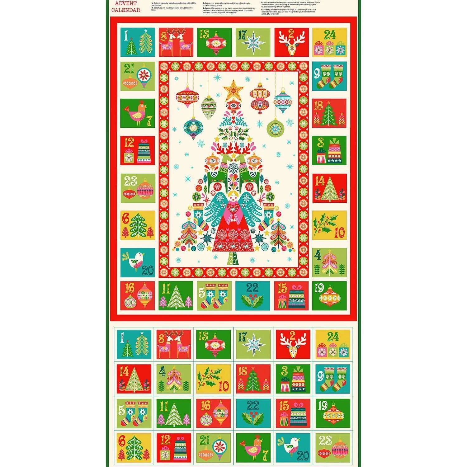 Christmas Brights | Multi Advent Calendar by Makower UK for Andover Fabrics | MU-025-1