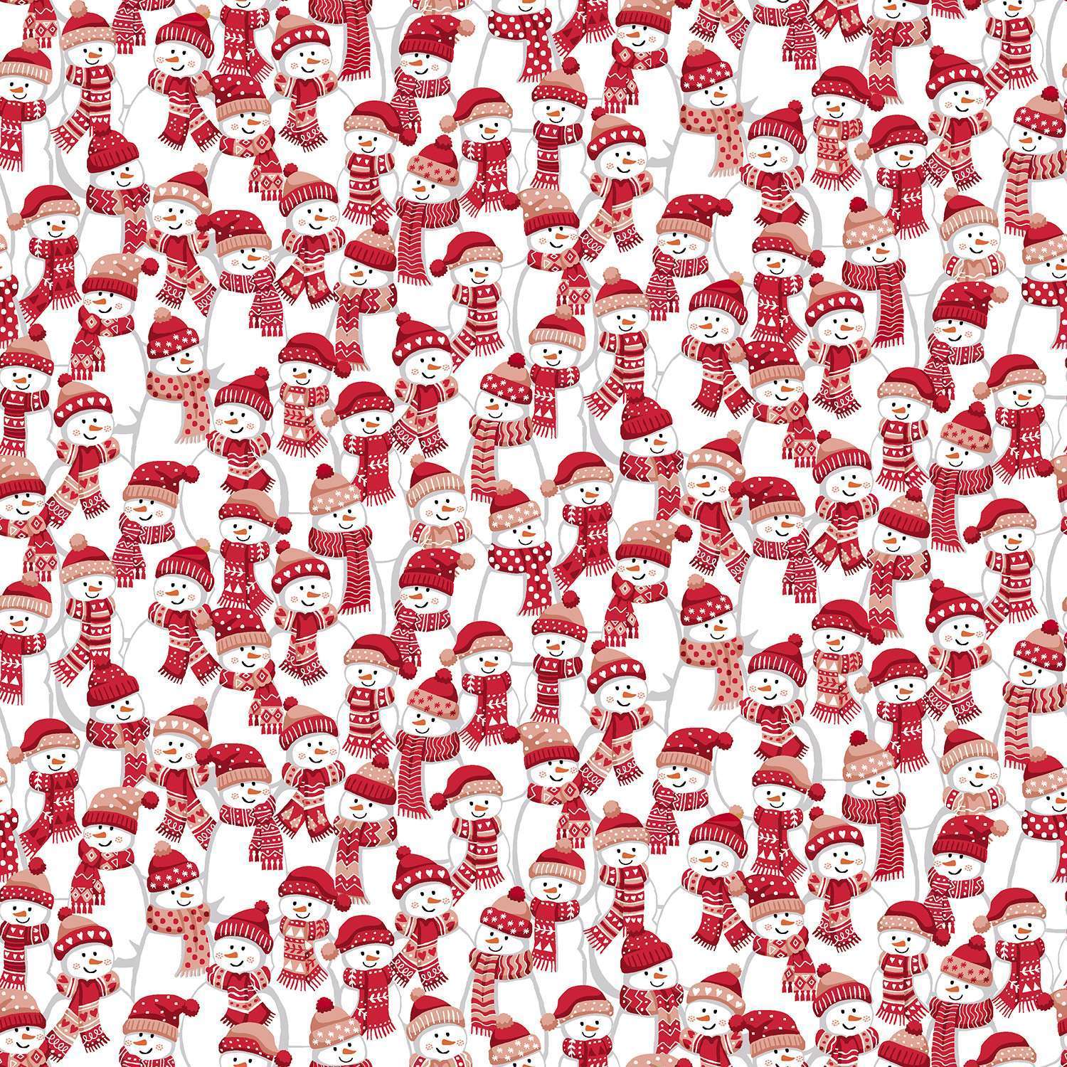 Christmas Wishes | Frosty Fellows Red by Makower UK for Andover Fabrics | MU-035-R