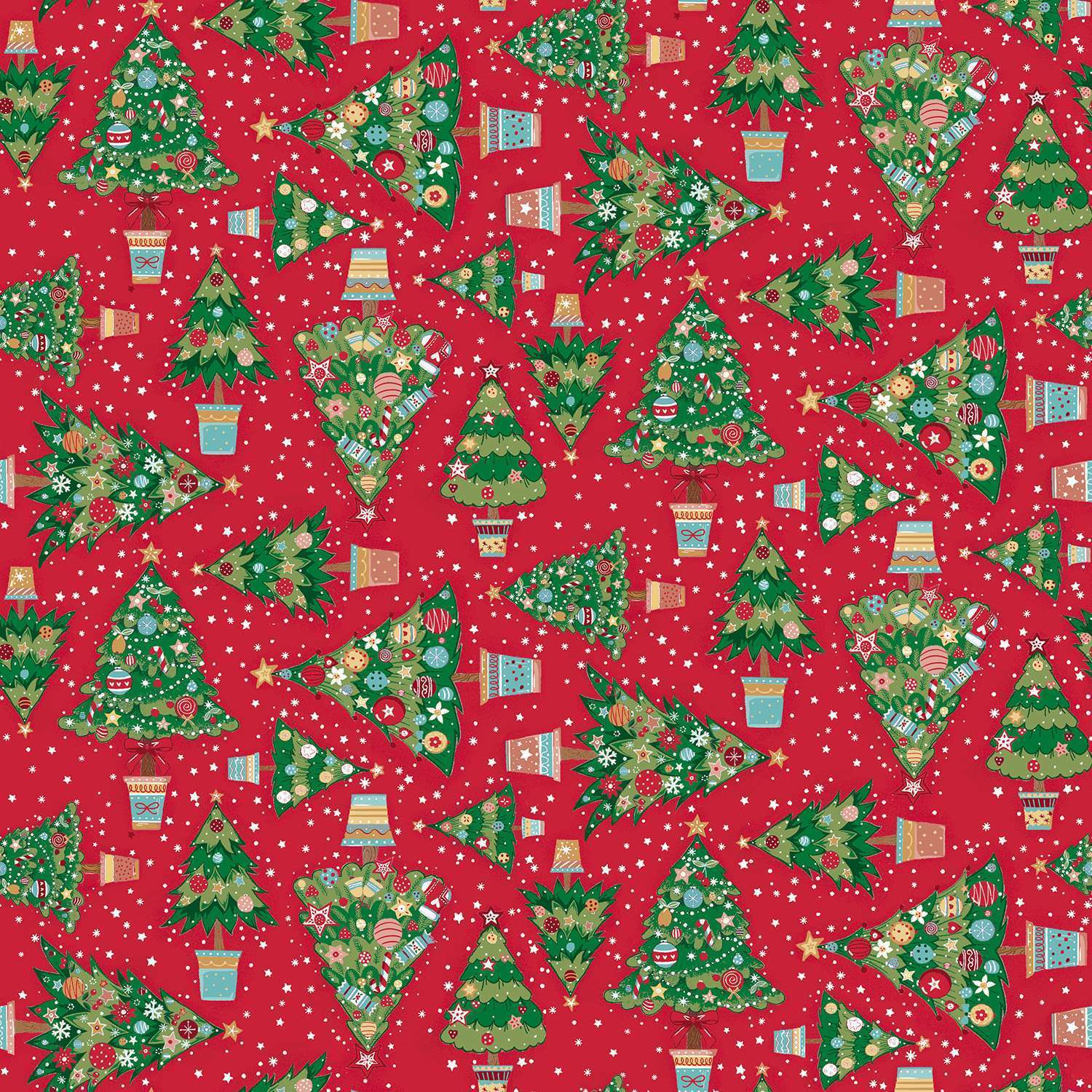 Christmas Wishes | Christmas Tree Red by Makower UK for Andover Fabrics | MU-036-R