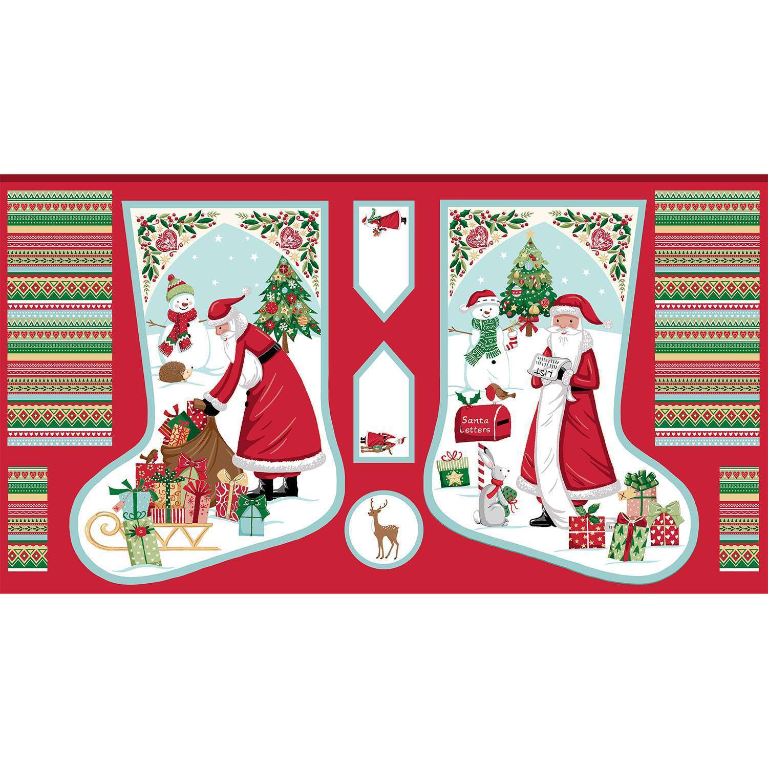 Christmas Wishes | Stocking Panel by Makower UK for Andover Fabrics | MU-038-1