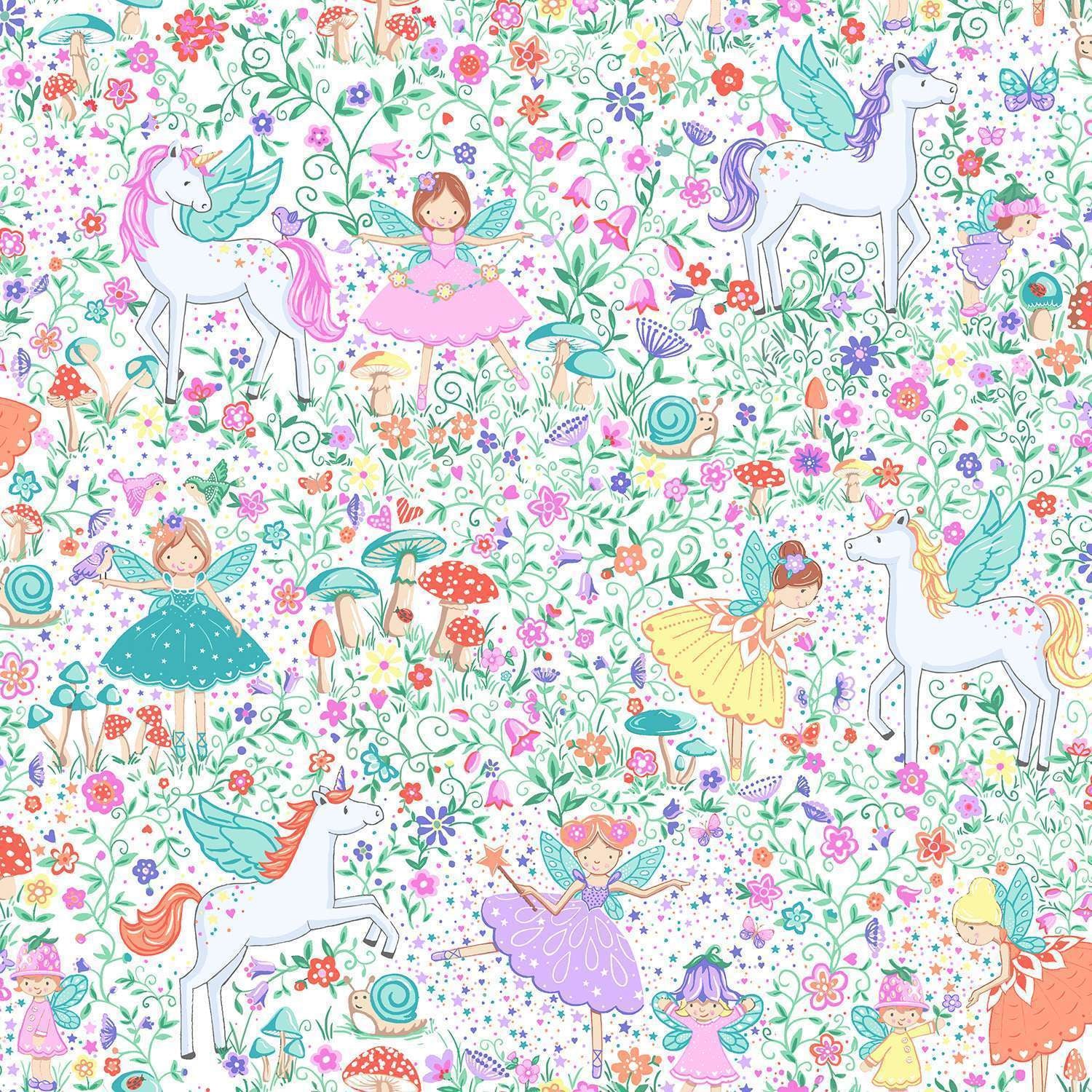 Fairy Dust | White Magic Garden by Makower UK for Andover Fabrics | MU-049-W