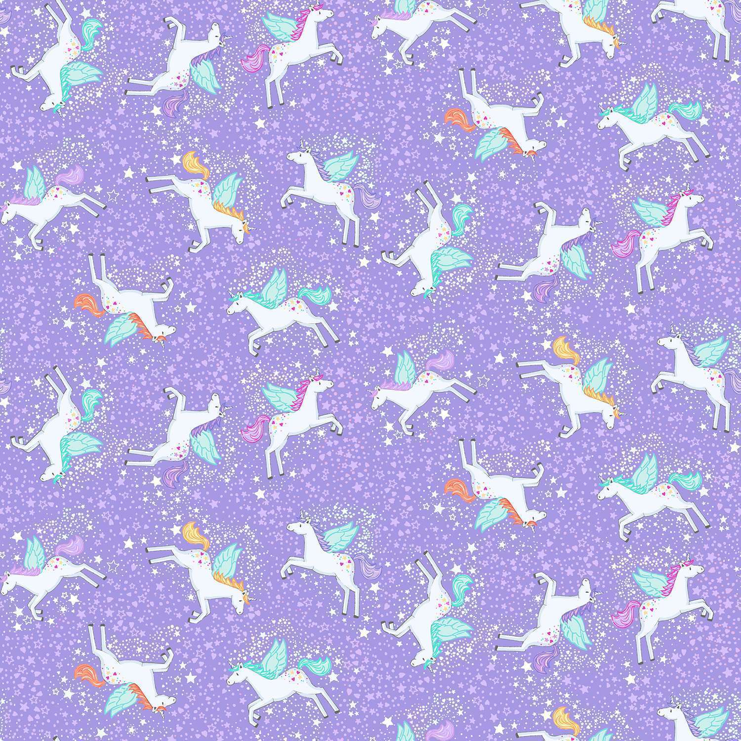 Fairy Dust | Lilac Unicorn by Makower UK for Andover Fabrics | MU-050-L