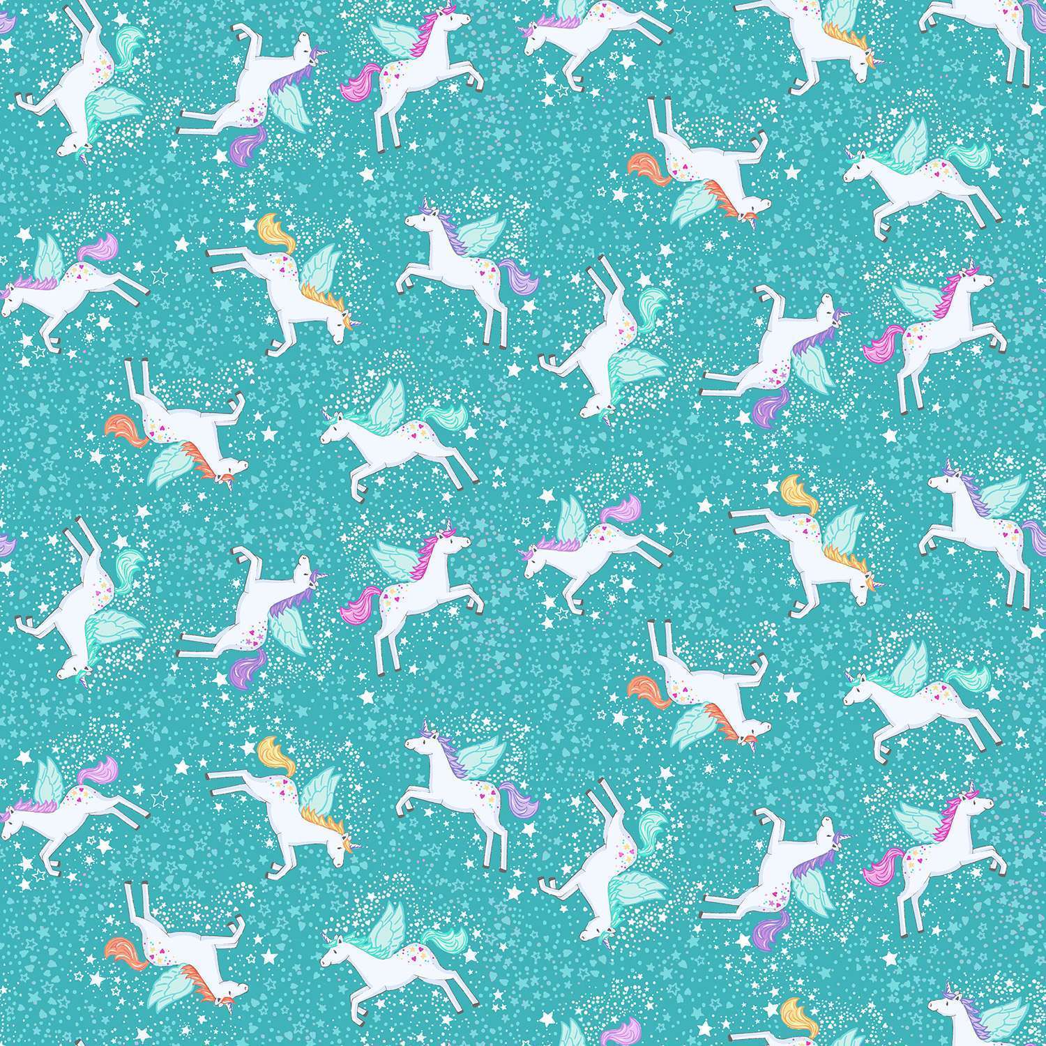 Fairy Dust | Teal Unicorn by Makower UK for Andover Fabrics | MU-050-T