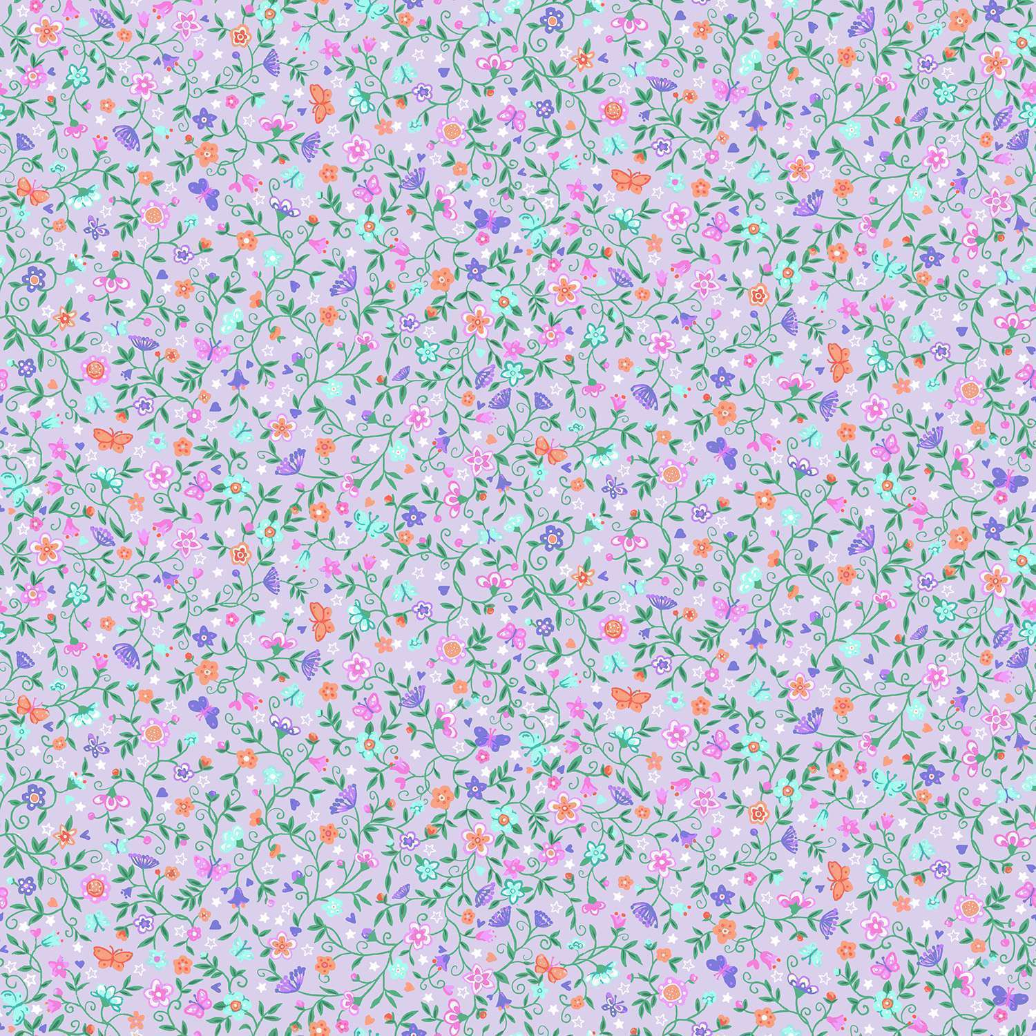 Fairy Dust | Lilac Flower Trail by Makower UK for Andover Fabrics | MU-052-L