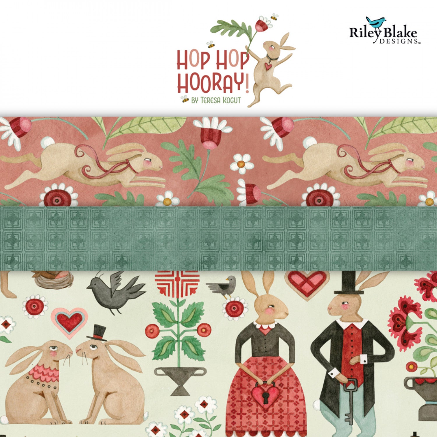 Hop Hop Hooray 5" Charm Pack by Teresa Kogut for Riley Blake (42pcs)