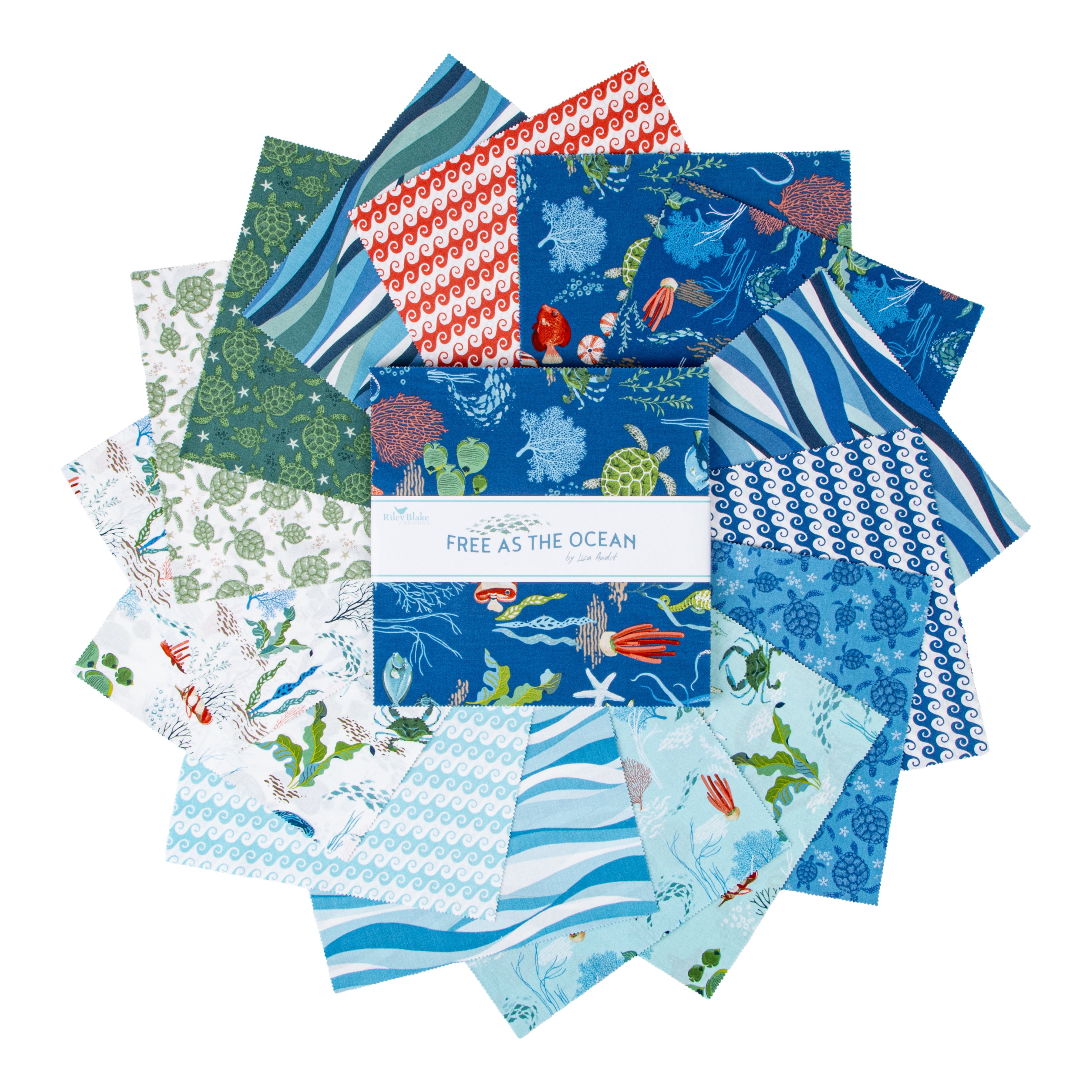 Free as the Ocean | 10" Square Pack by Lisa Audit for Riley Blake | 42 pcs