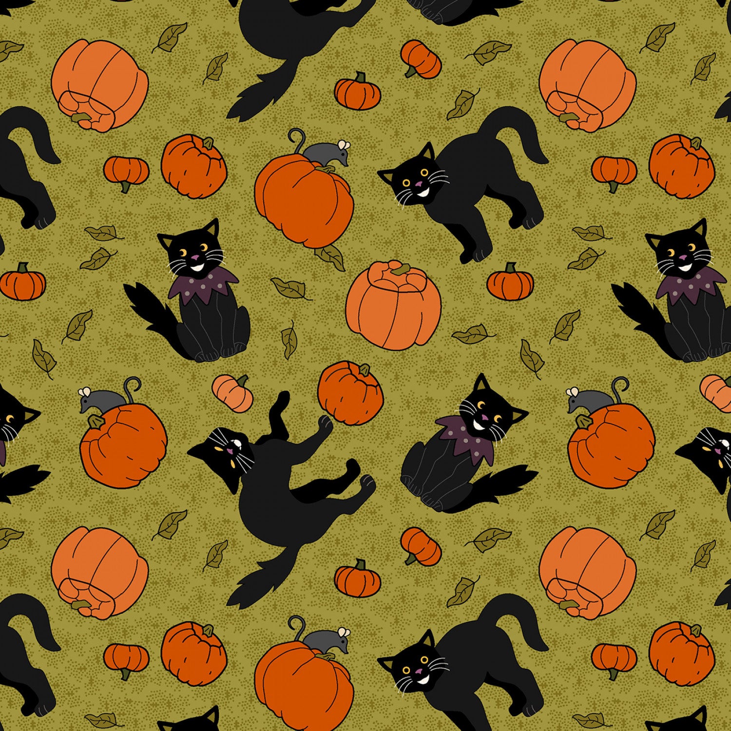 No Tricks, Just Treats | Green Cats by Hannah West for Henry Glass