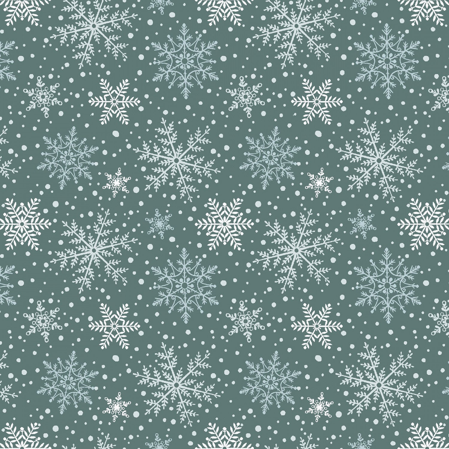 Magical Menagerie | Teal Blue Tossed Snowflakes by Grace Violet Designs for Henry Glass | 1368-71