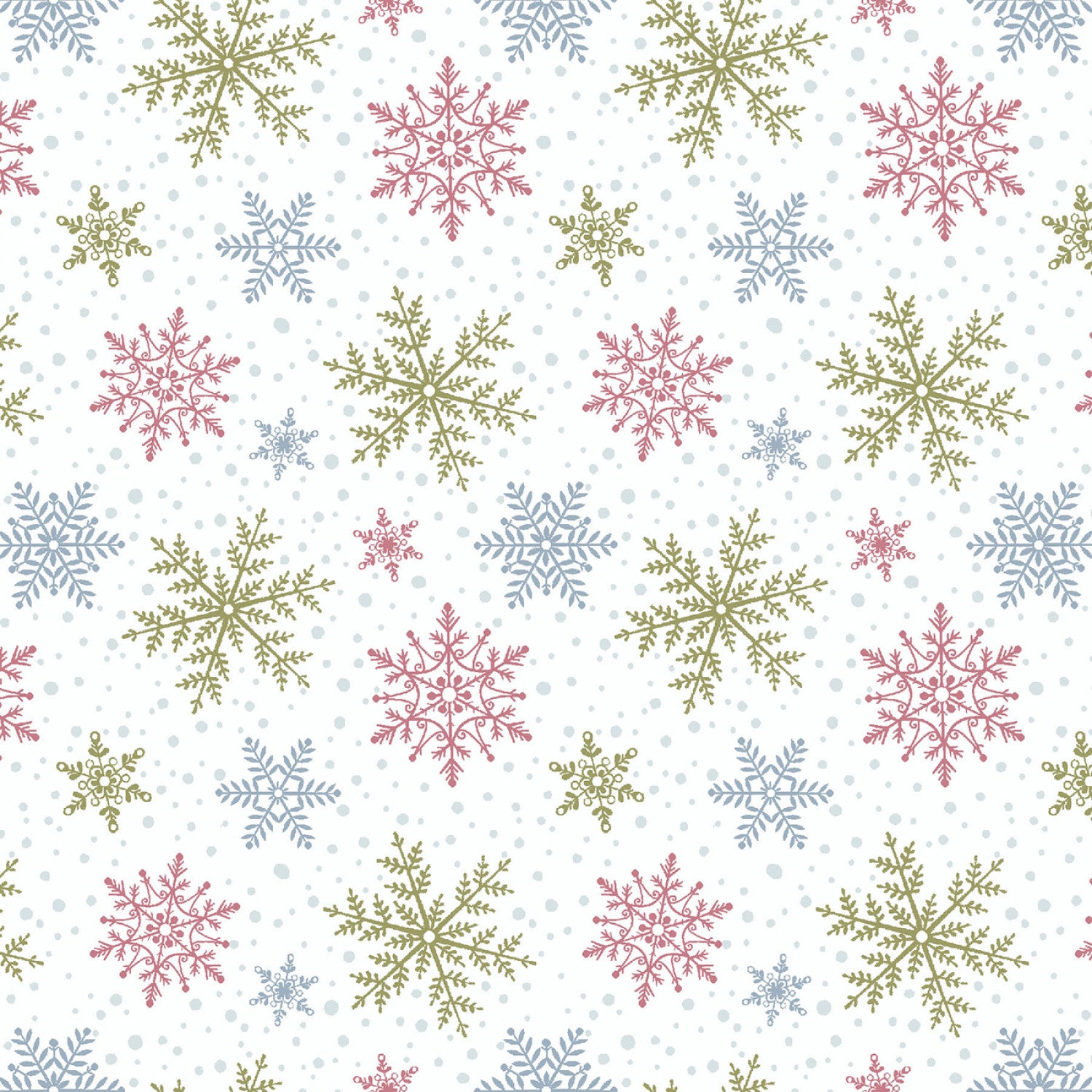 Magical Menagerie | Multi-White Tossed Snowflakes by Grace Violet Designs for Henry Glass | 1368-81