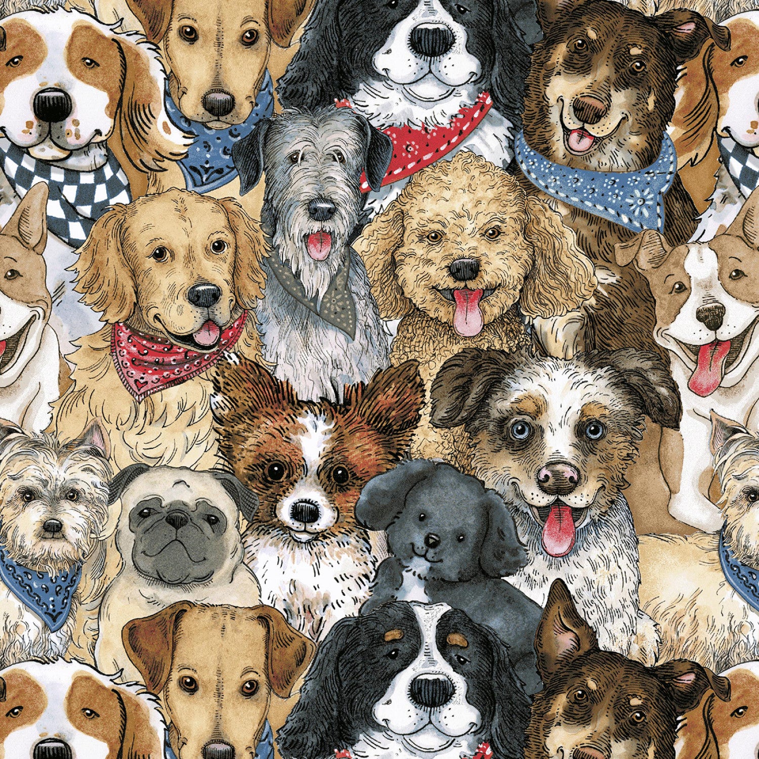 A Place to Call Home | Packed Dogs by Grace Violet for Henry Glass | 1418-39 Blue