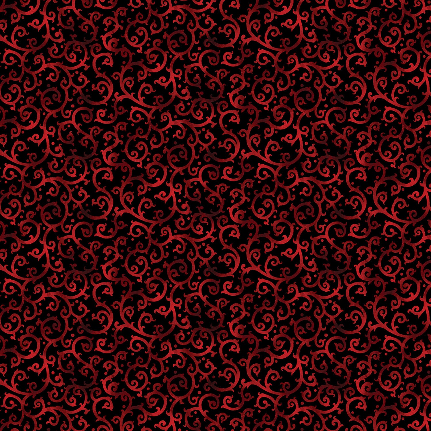 Christmas Spirit | Scarlet/Black Scrolling Splendor by David Galchutt for Benartex | 16277B-20