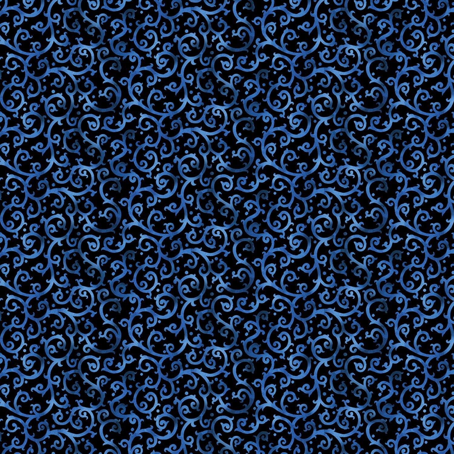 Christmas Spirit | Blue/Black Scrolling Splendor by David Galchutt for Benartex | 16277B-56