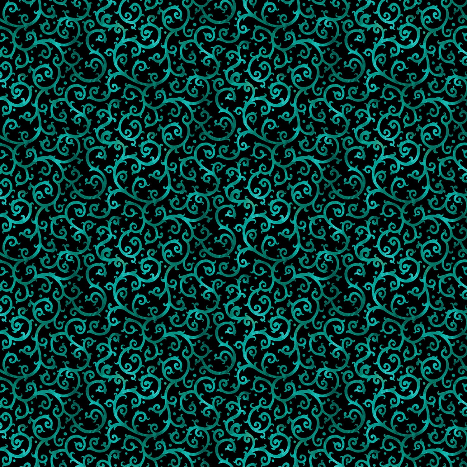 Christmas Spirit | Turquoise/Black Scrolling Splendor by David Galchutt for Benartex | 16277B-56