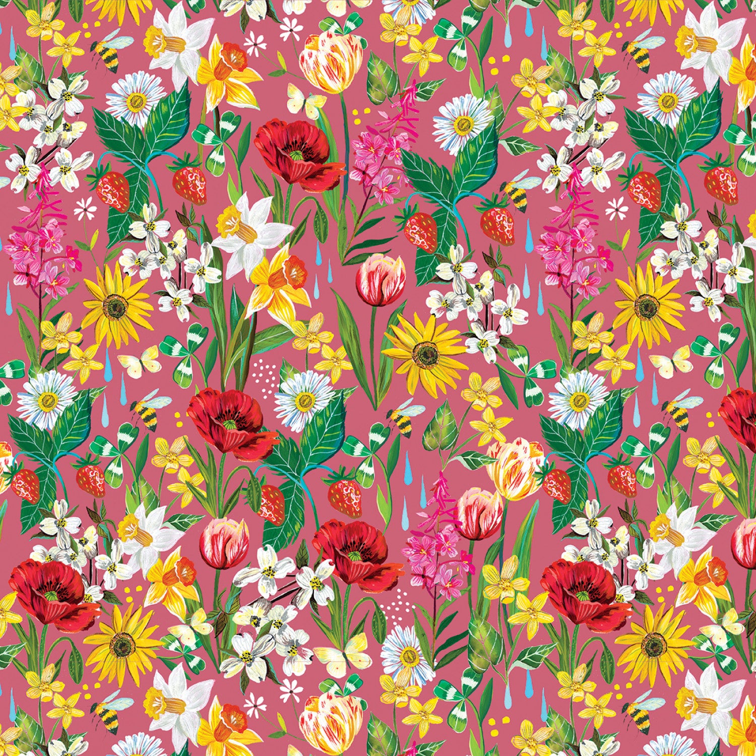 A Wildflower Heart | Lydia's Meadow - Rose by Katie Daisy for Benartex | 16508-24