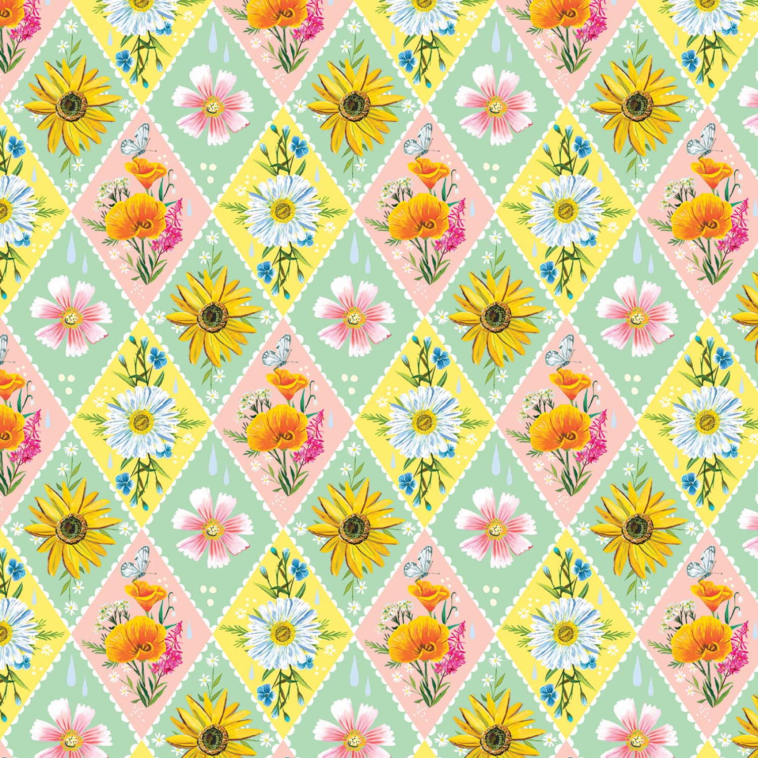 A Wildflower Heart | Daisyfield Lattice by Katie Daisy for Benartex | 16510-99