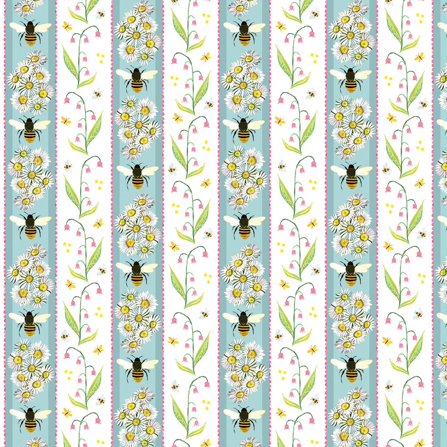 A Wildflower Heart | Honeyland Stripe - Light Prairie Sky by Katie Daisy for Benartex | 16512-50