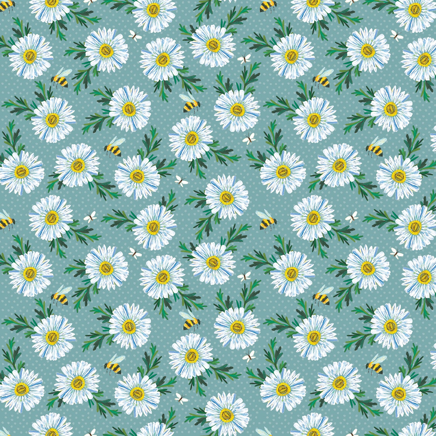 A Wildflower Heart | Daisy Scatter - Prairie Sky by Katie Daisy for Benartex | 16513-54