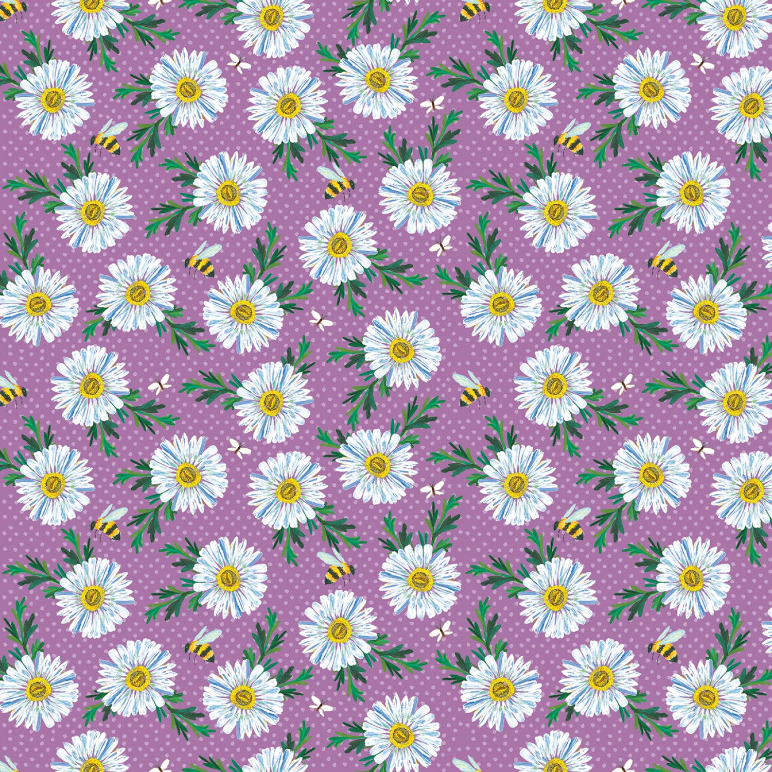 A Wildflower Heart | Daisy Scatter - Purple by Katie Daisy for Benartex | 16513-64