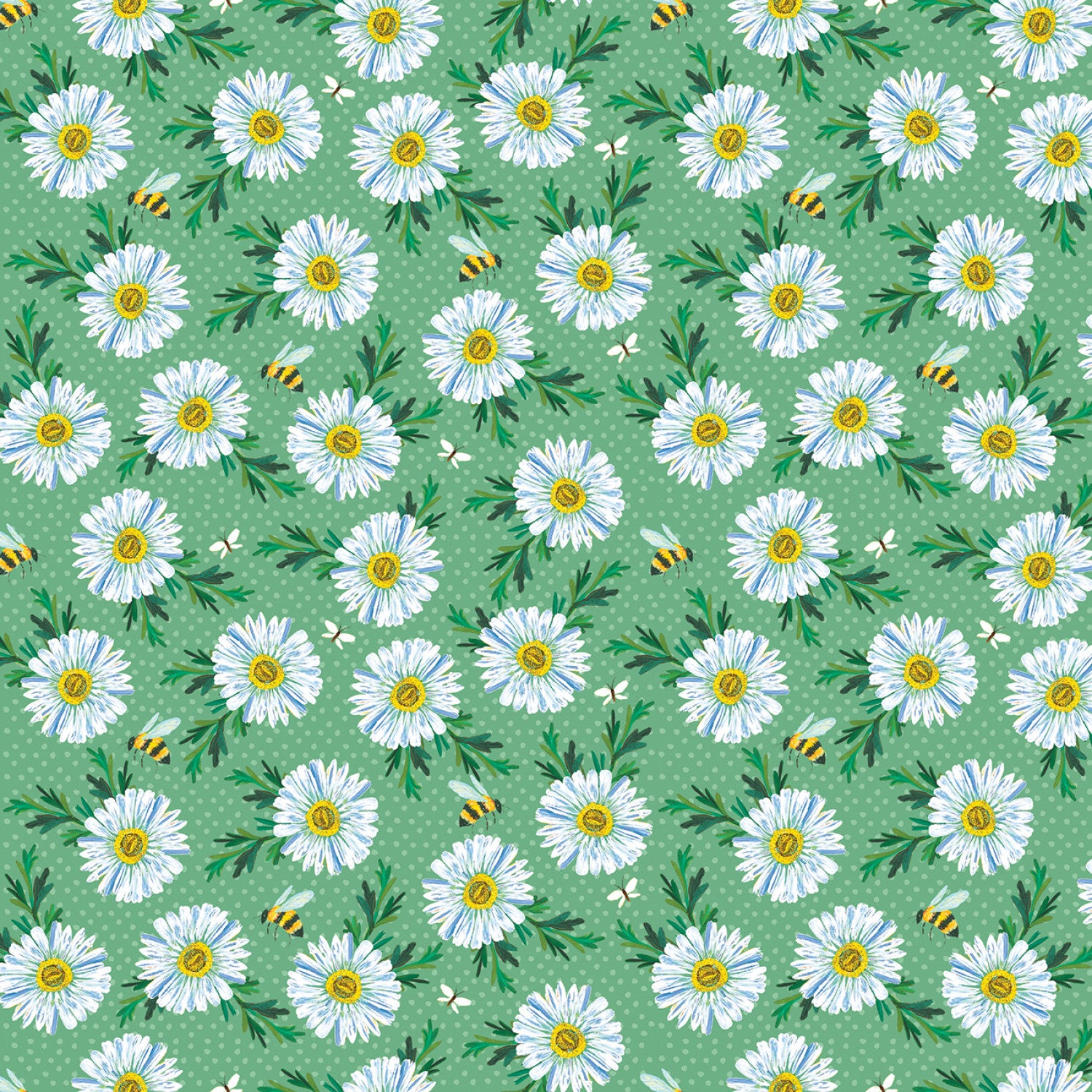 A Wildflower Heart | Daisy Scatter - Teal by Katie Daisy for Benartex | 16513-84