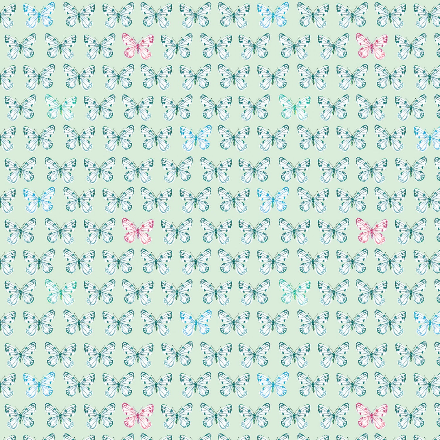 A Wildflower Heart | Flutter - Pale Teal by Katie Daisy for Benartex | 16516-04