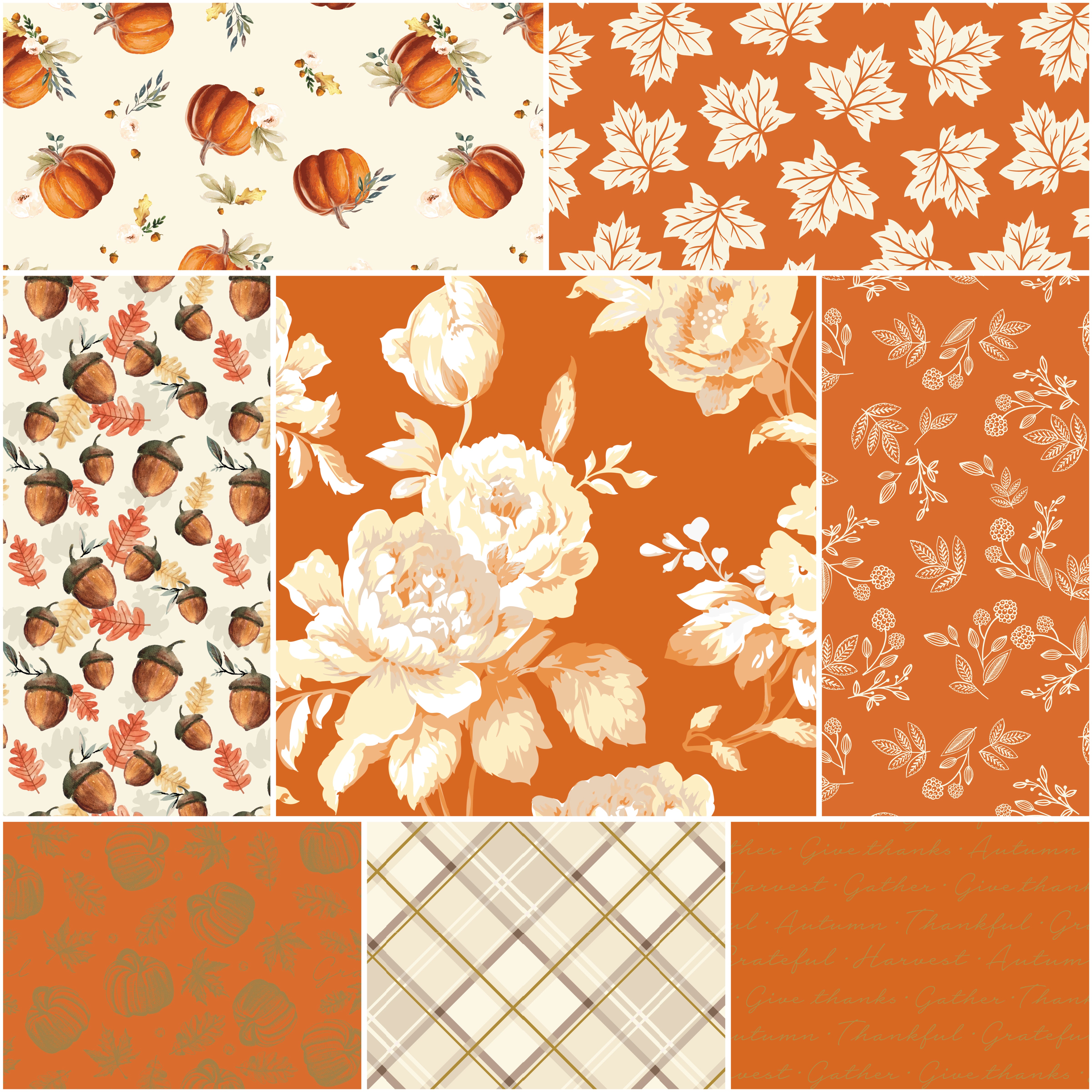 Shades of Autumn | One Yard Bundle - Orange by My Mind's Eye for Riley Blake | 8 pcs