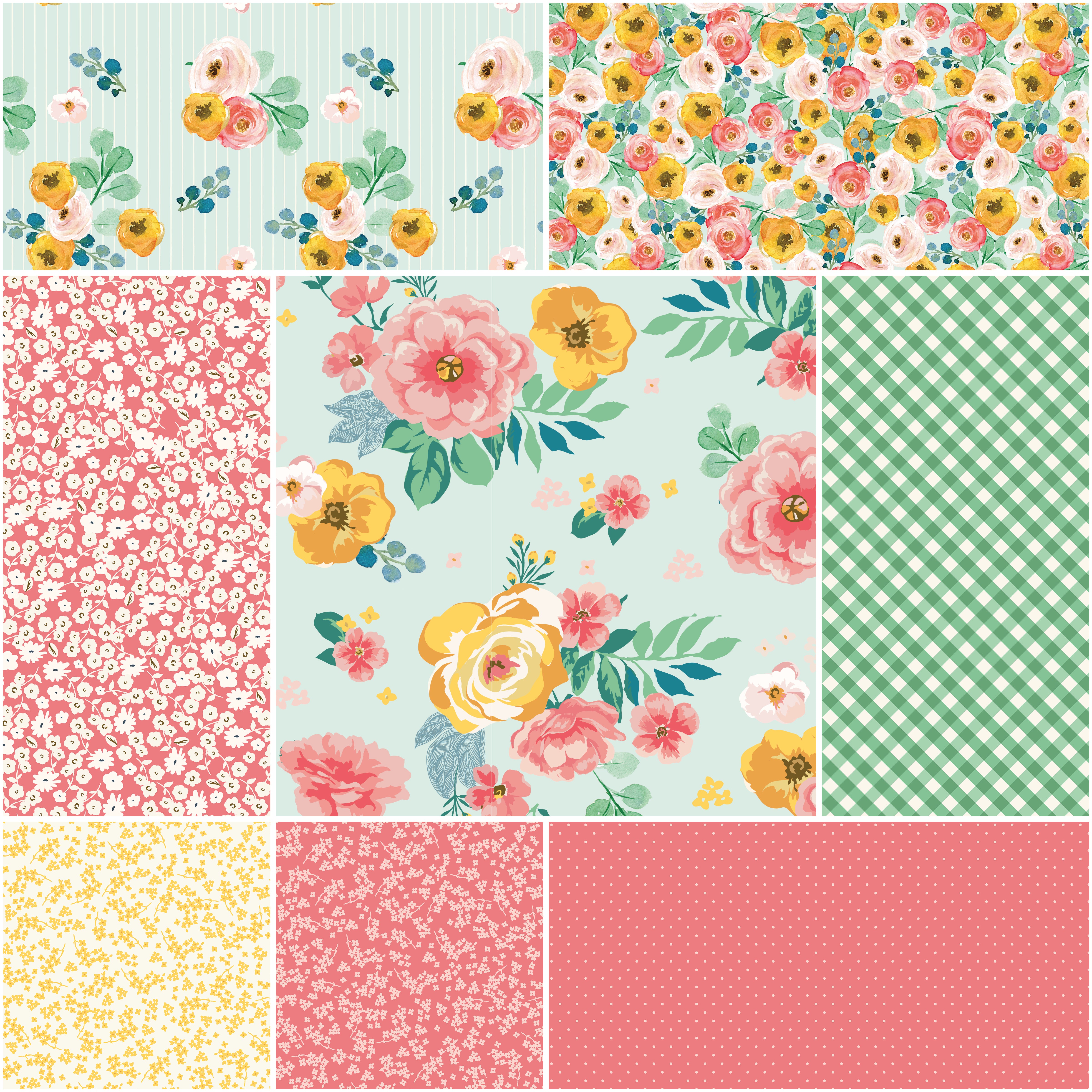 Spring Gardens | 1-Yard Bundle Sky by My Mind's Eye for Riley Blake | 8 pcs