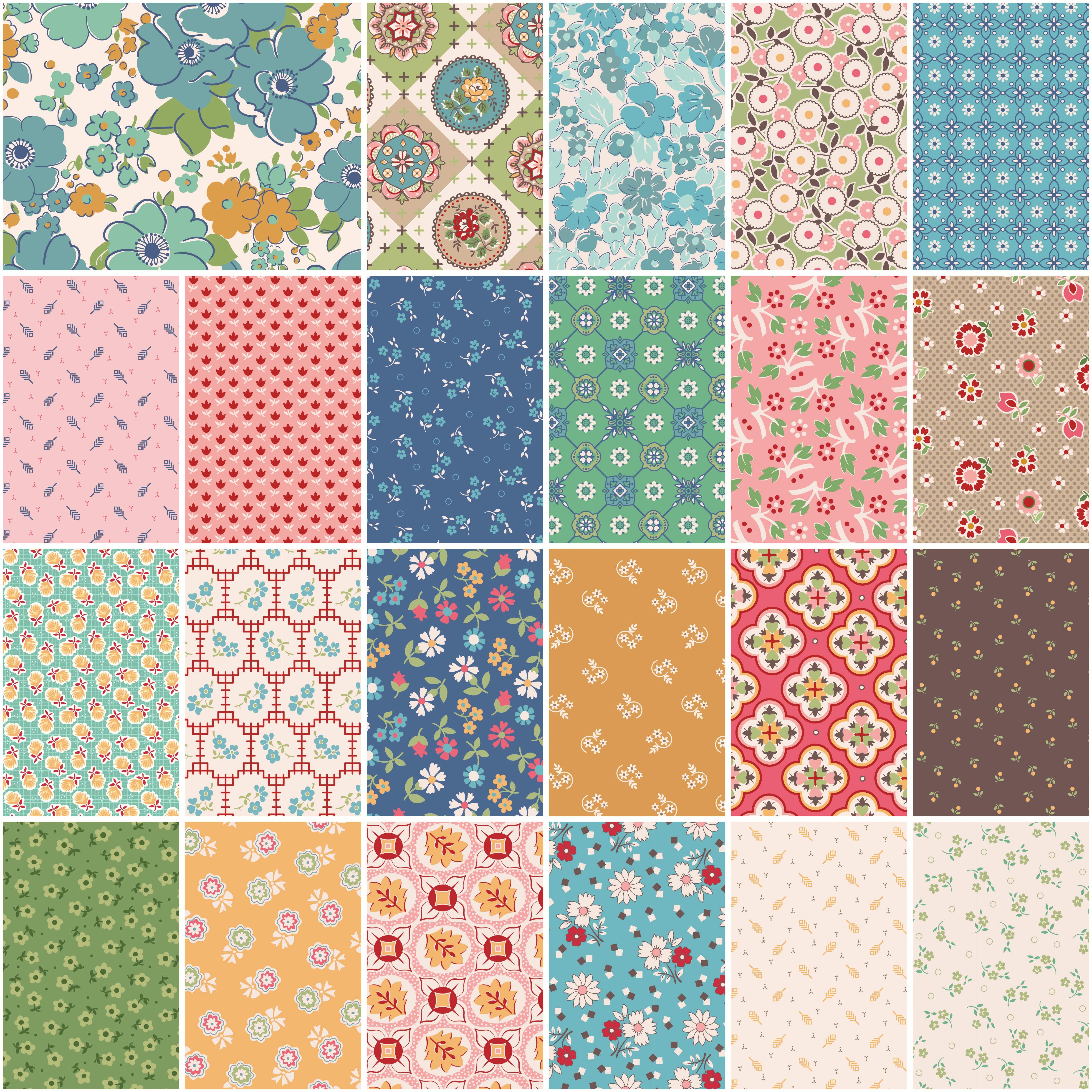 Mercantile | 1-Yard Bundle Raindrop by Lori Holt for Riley Blake | 23 pcs