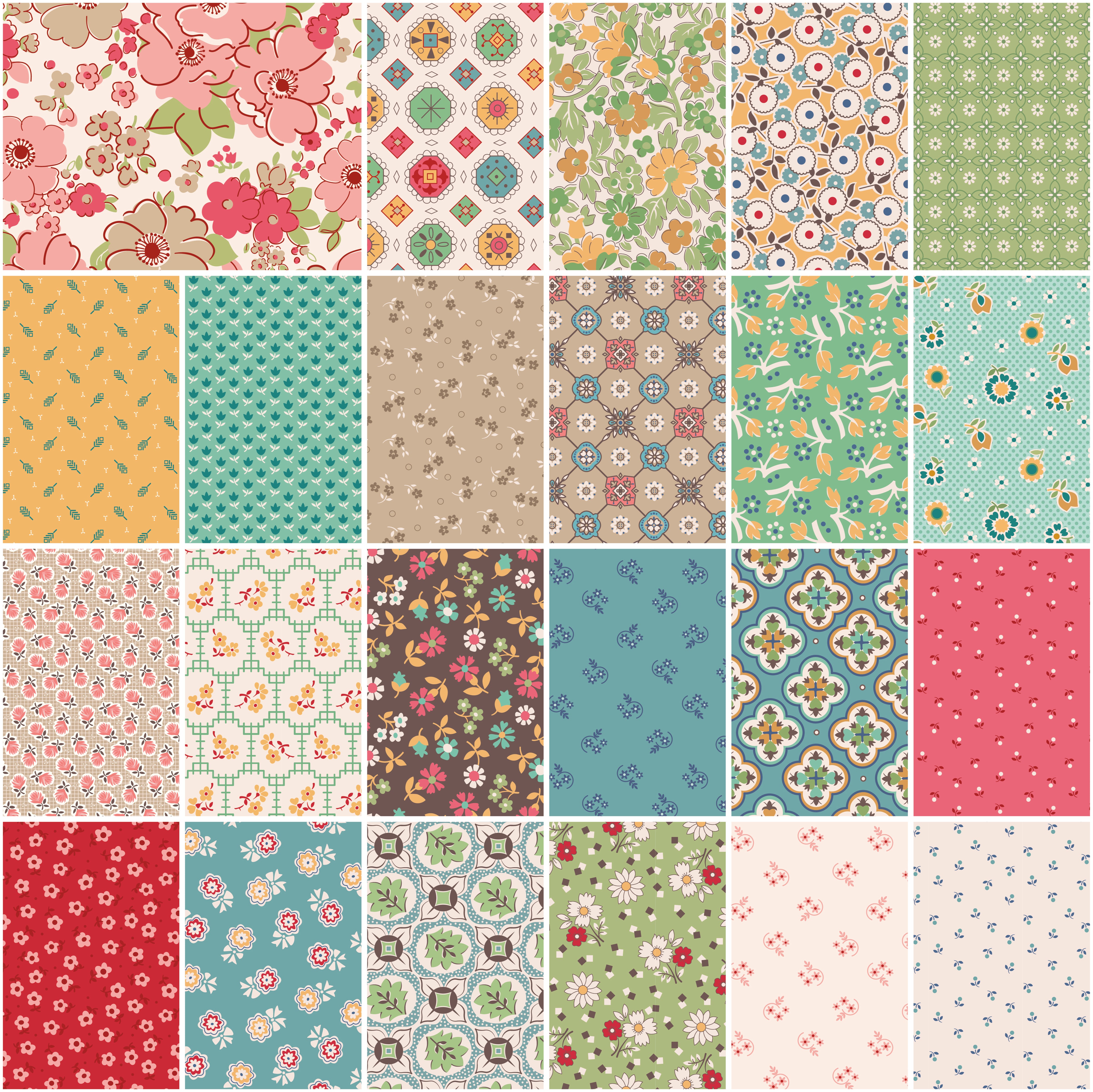 Mercantile | 1-Yard Bundle Tea Rose by Lori Holt for Riley Blake | 23 pcs