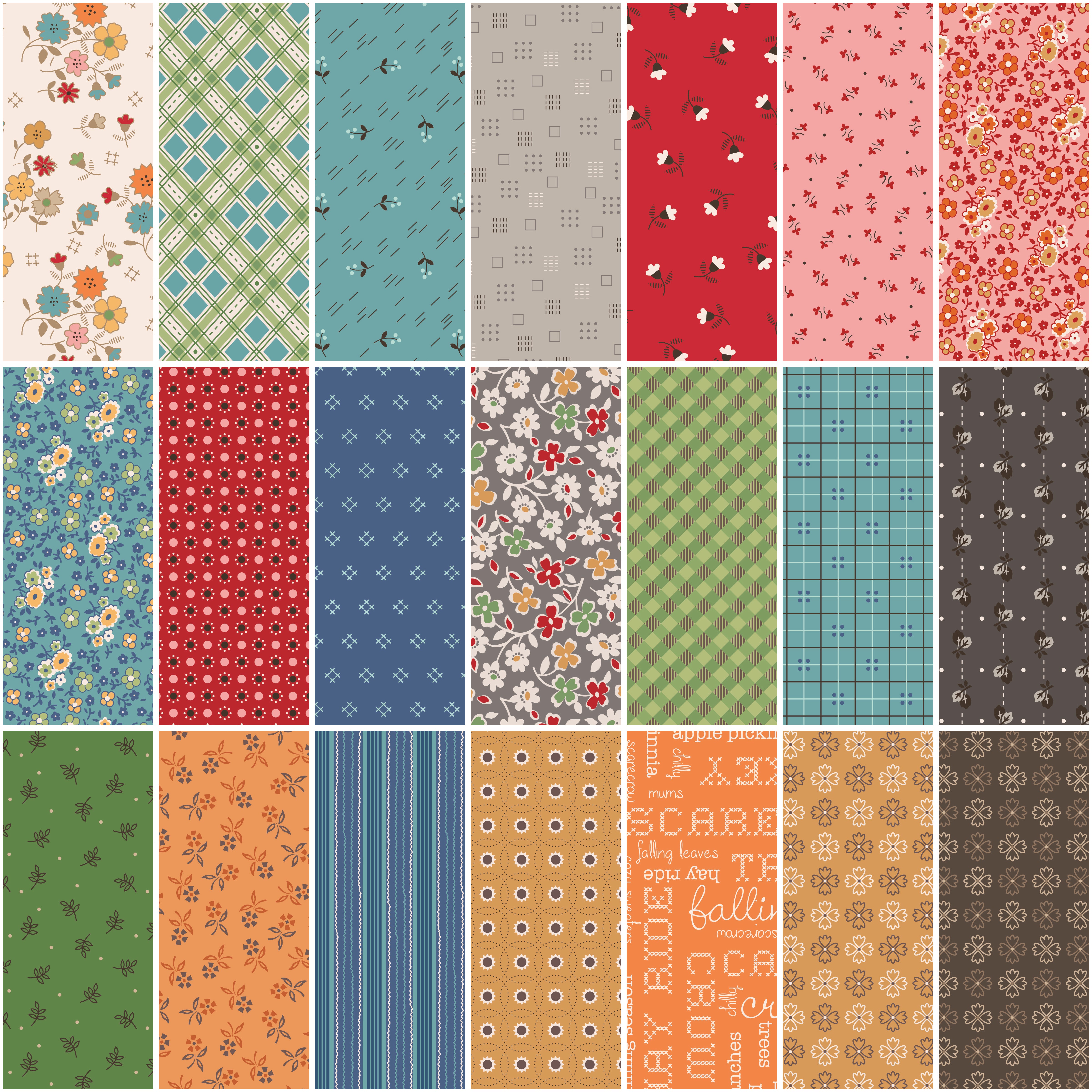 Autumn | 1-Yard Bundle Raindrop by Lori Holt for Riley Blake | 21 pcs