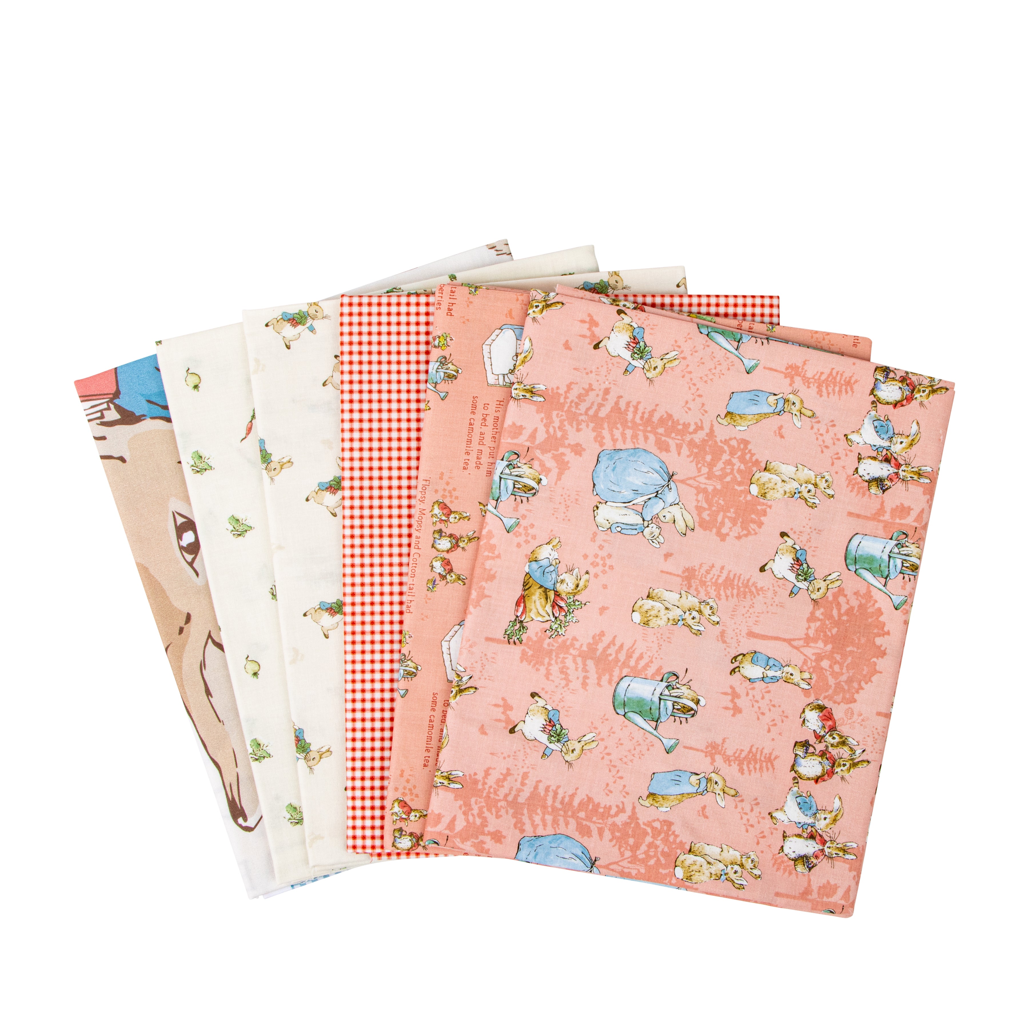 The Tale of Peter Rabbit | 1-Yard Bundle Coral by Beatrix Potter for Riley Blake | 6 pcs