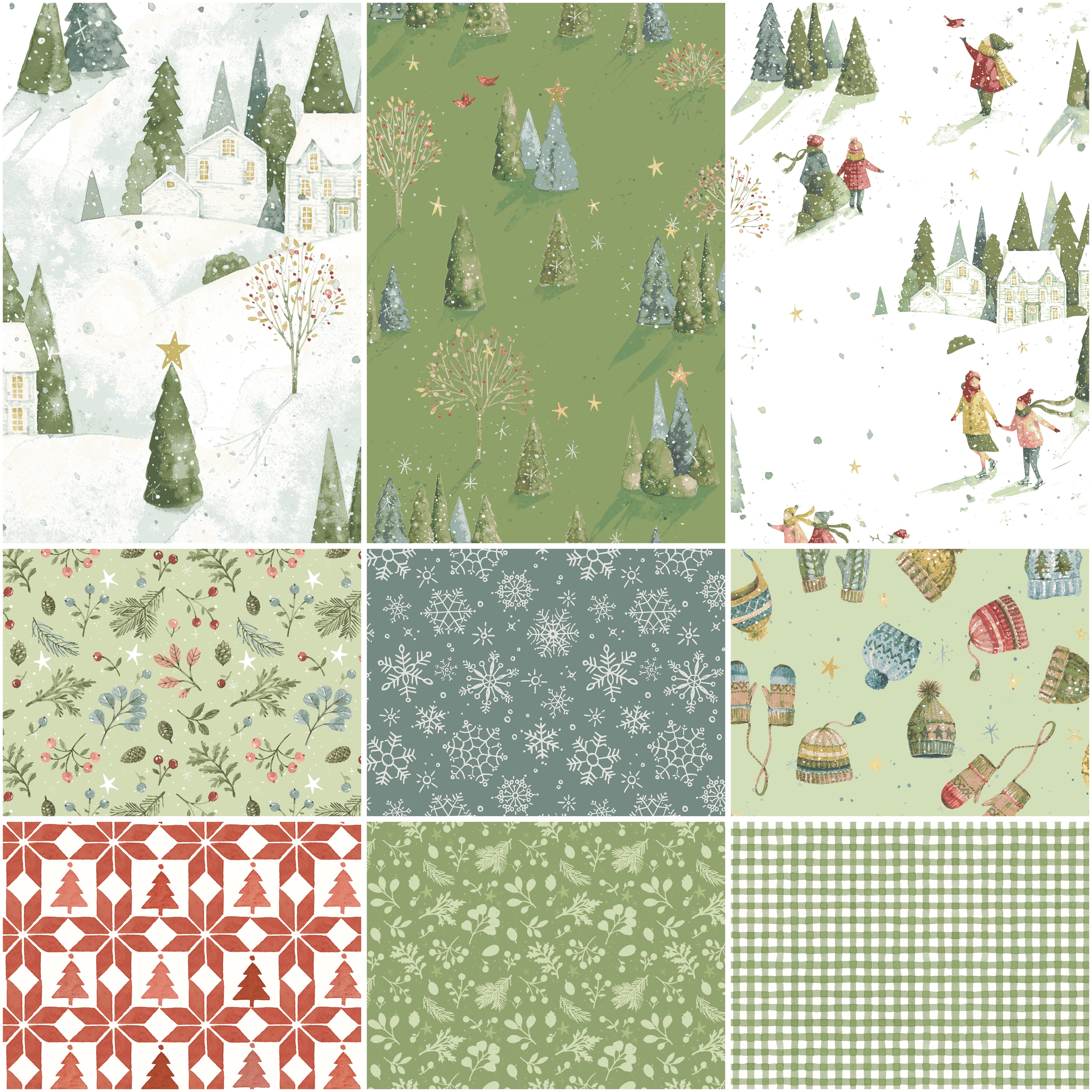 Magical Winterland | One Yard Bundle Snow by Lisa Audit for Riley Blake | 9pcs