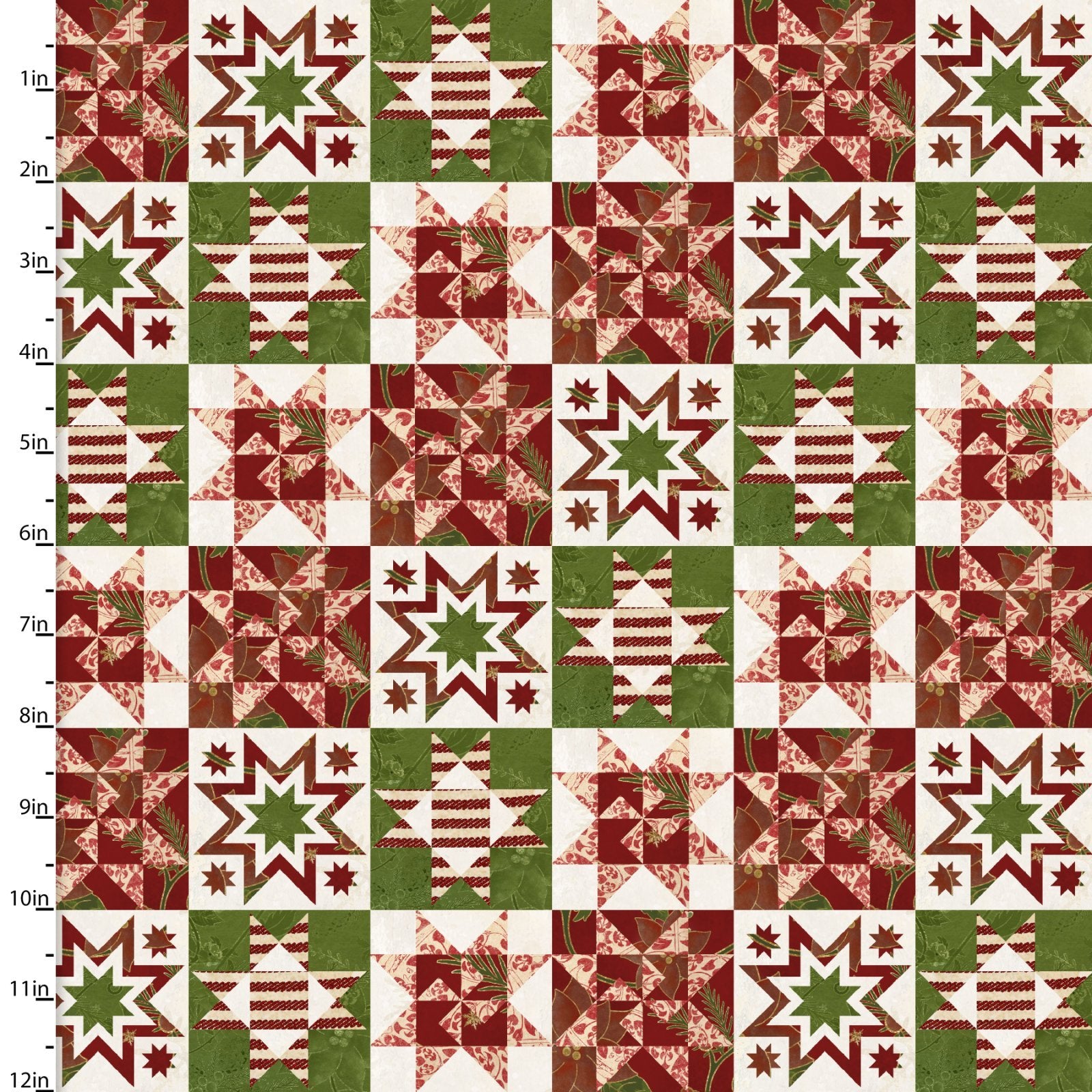 French Countryside Christmas | Quilt Block Patch Multi by Beth Albert for 3 Wishes | 20921-MLT