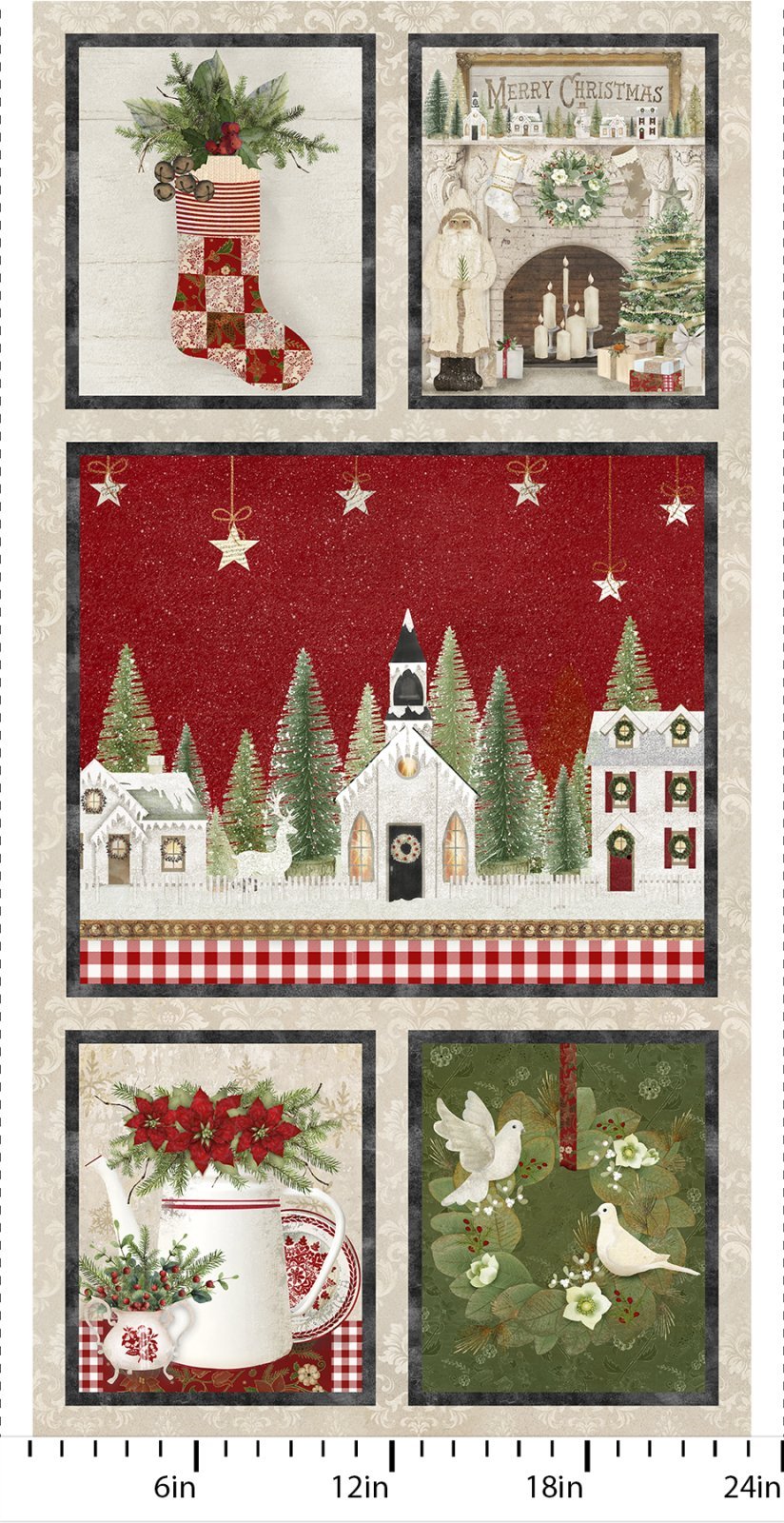 French Countryside Christmas | 24" Panel by Beth Albert for 3 Wishes | 20923-PNL