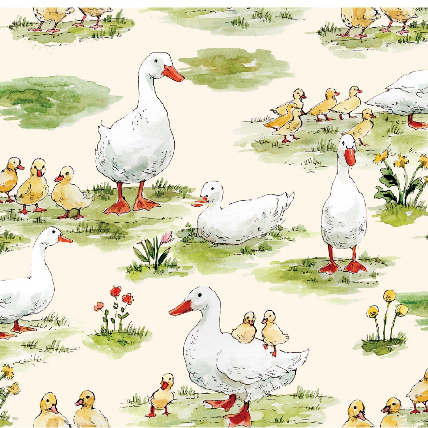 Cottontail Farm - Duck Duck Goose Yellow by 3 Wishes Fabric