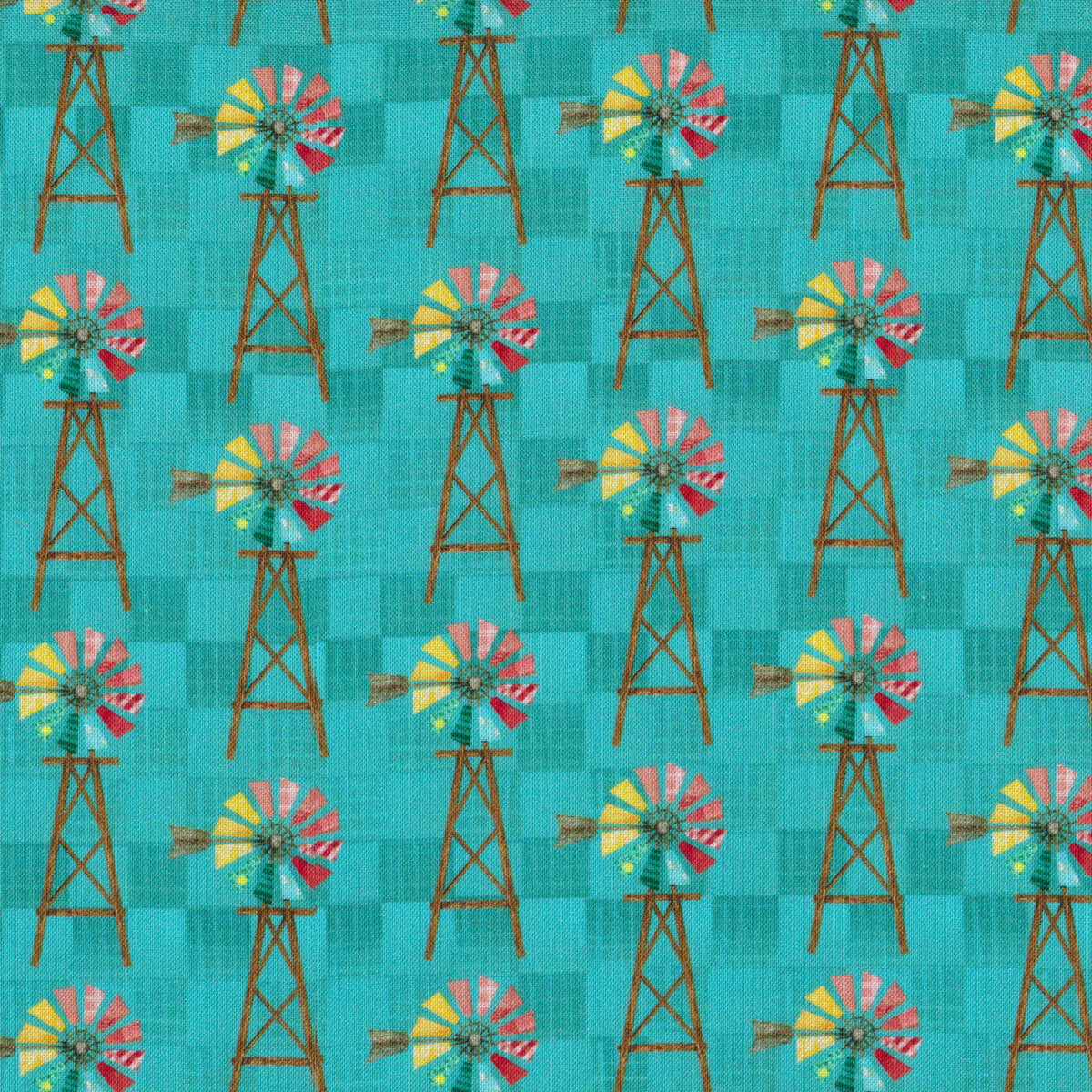 Shop Hop - Whirling Windmill Teal by Beth Albert for 3 Wishes