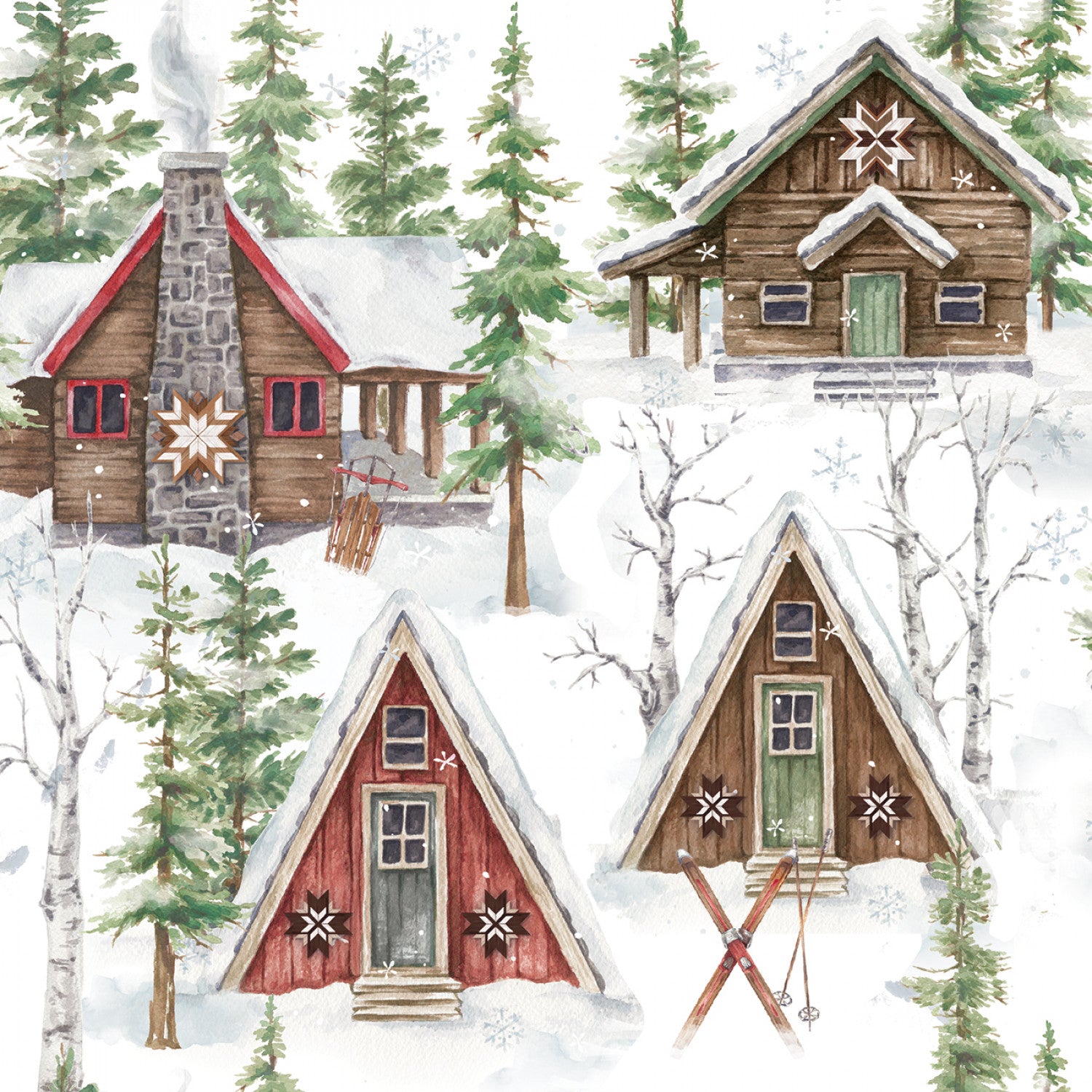 Snowflake Lodge | Main White by Courtney Morgenstern for 3 Wishes | 22215-WHT