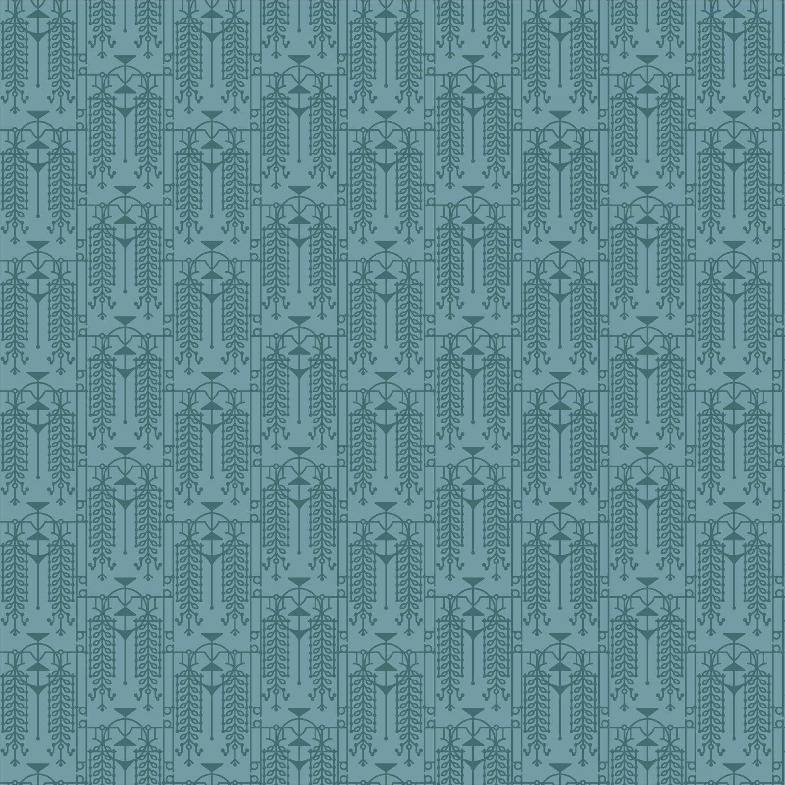 Frank Lloyd Wright Collection by Cloud9 | The House Beautiful Design A - Echo Blue (227542) | 100% Organic Cotton