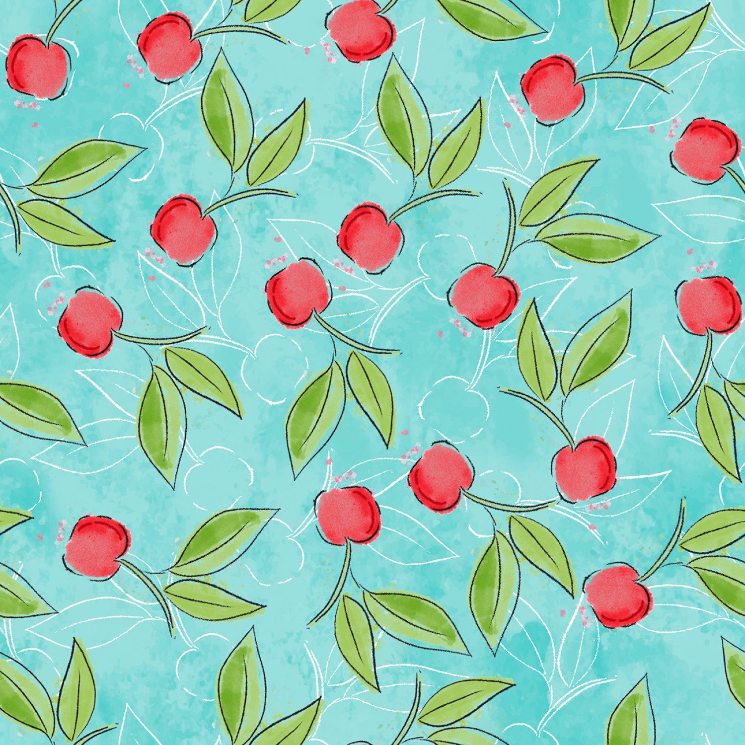 Sweet Summertime | Cherries Galore Turquoise by Duncan MacDougal for 3 Wishes | 22952-TRQ