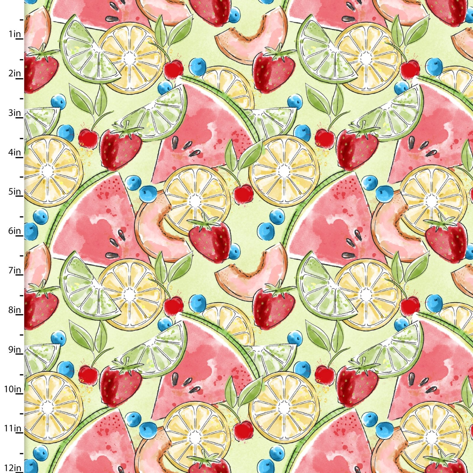 Sweet Summertime | Tossed Fruit Green by Duncan MacDougal for 3 Wishes | 22956-GRN