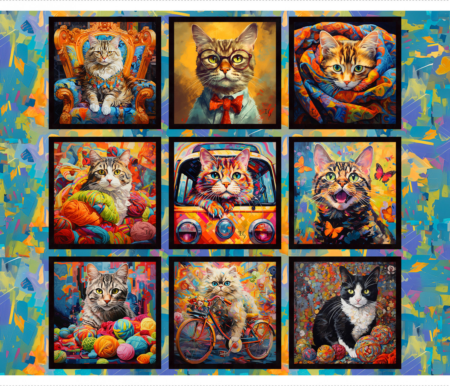 Purrfectly Playful | 36" Panel Multi by Ivan Guaderrama for 3 Wishes | 22969-PNL