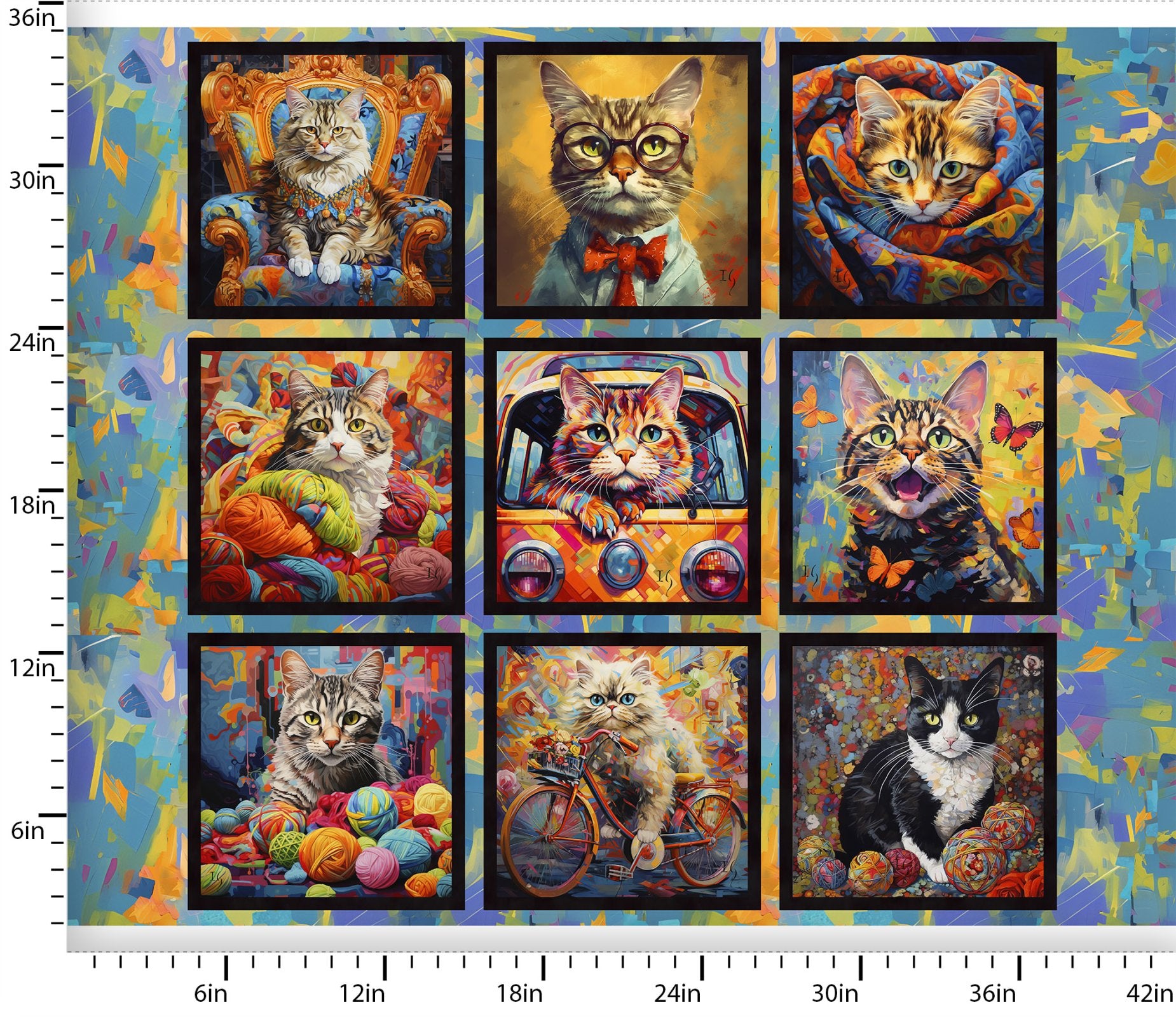 Purrfectly Playful | 36" Panel Multi by Ivan Guaderrama for 3 Wishes | 22969-PNL