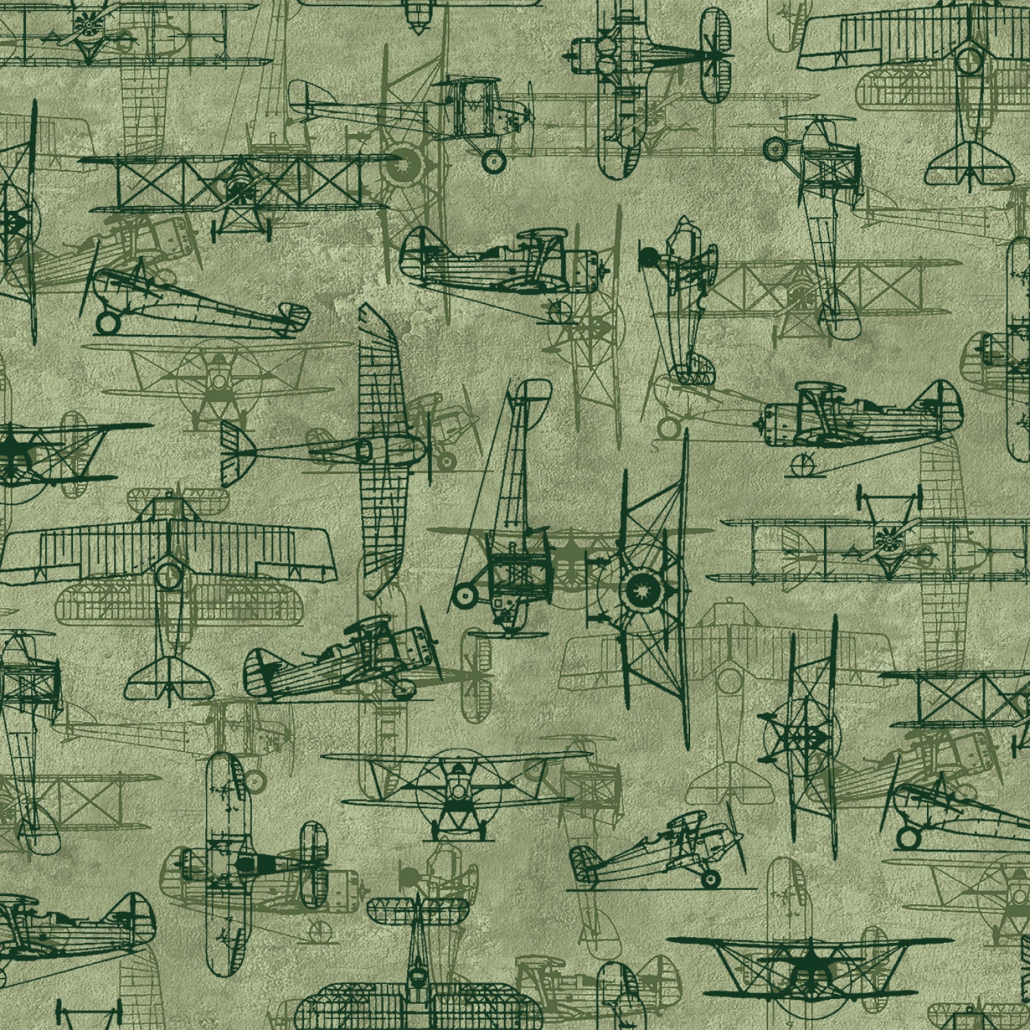 First in Flight | Blueprint Green by Michael Moon for 3 Wishes | 22976-GRN