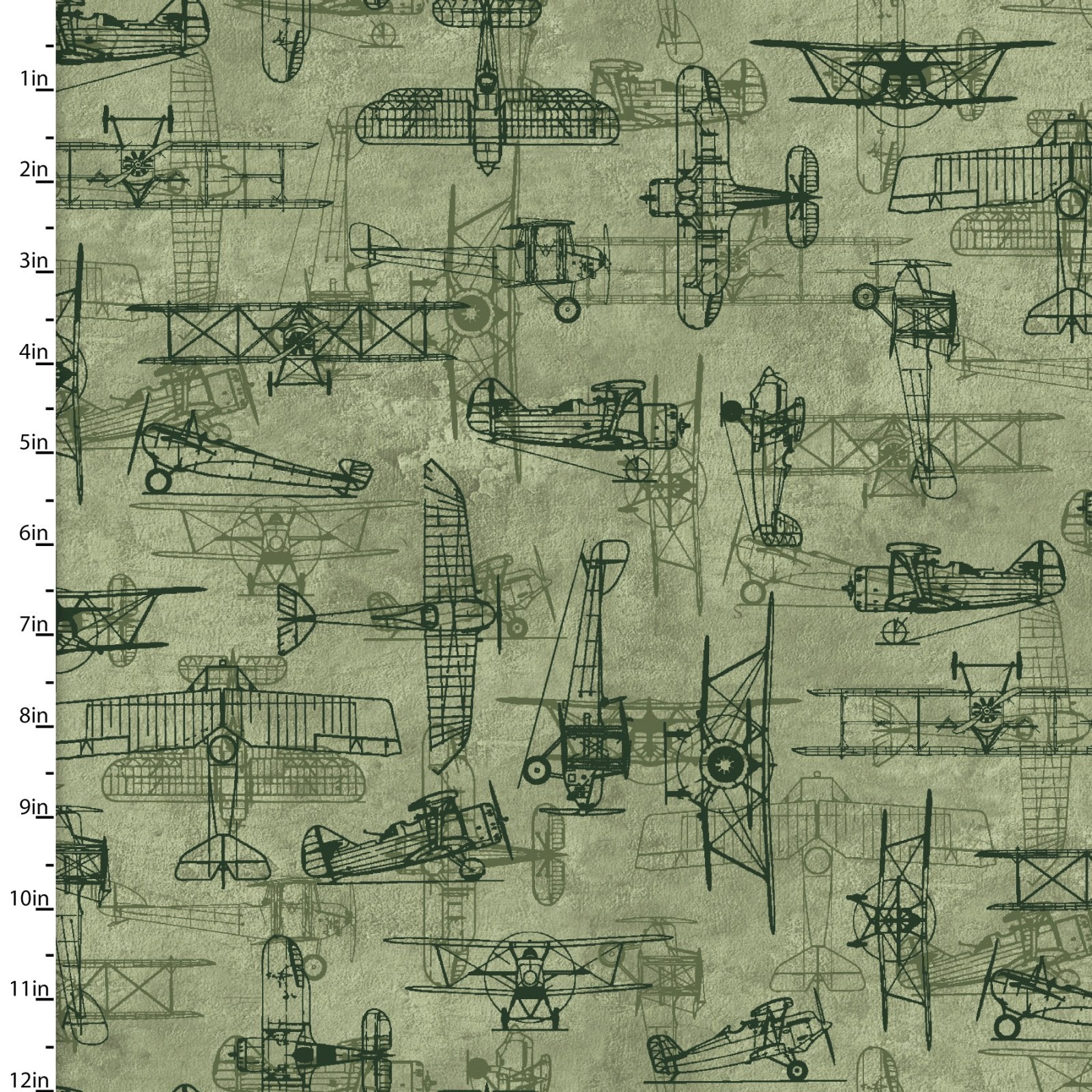 First in Flight | Blueprint Green by Michael Moon for 3 Wishes | 22976-GRN