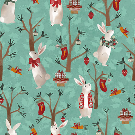 Glad Tidings We Bring | Rabbits Light Green by Laura Konyndyk for Blank Quilting | 3357-60