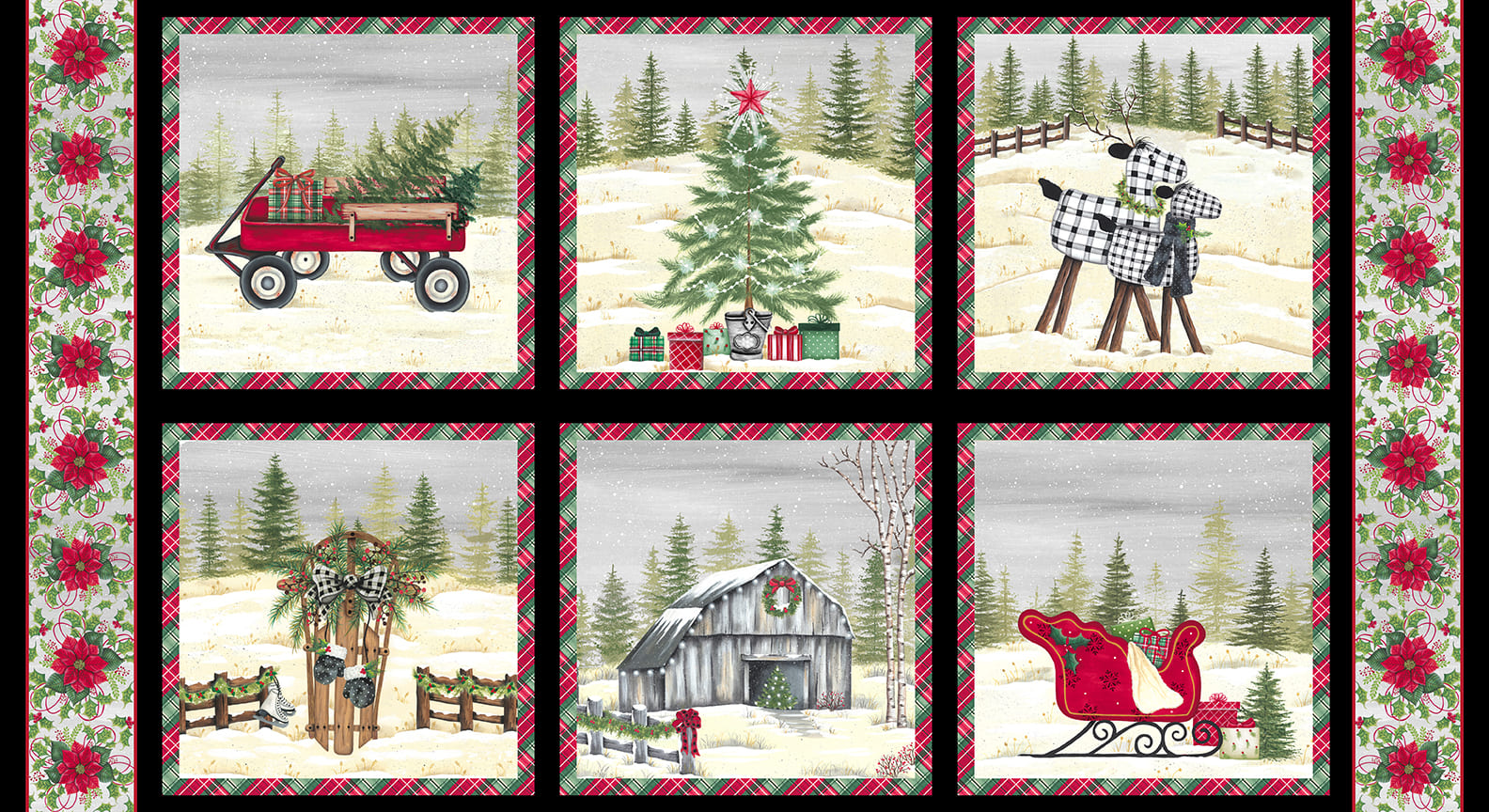 It's Christmas Time | Christmas Blocks Planel Gray by Lisa Kennedy for Blank Quilting | 3465-90