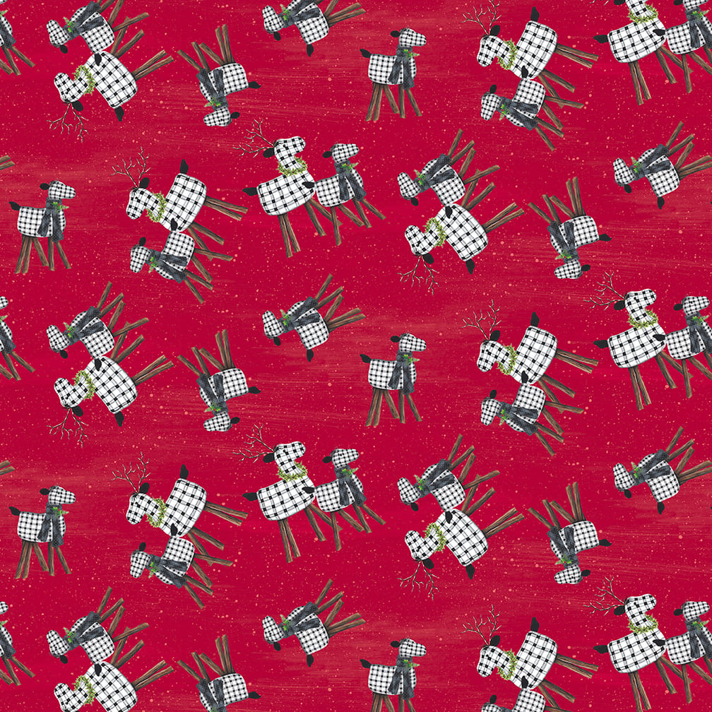 It's Christmas Time | Plaid Reindeer Red by Lisa Kennedy for Blank Quilting | 3472-88