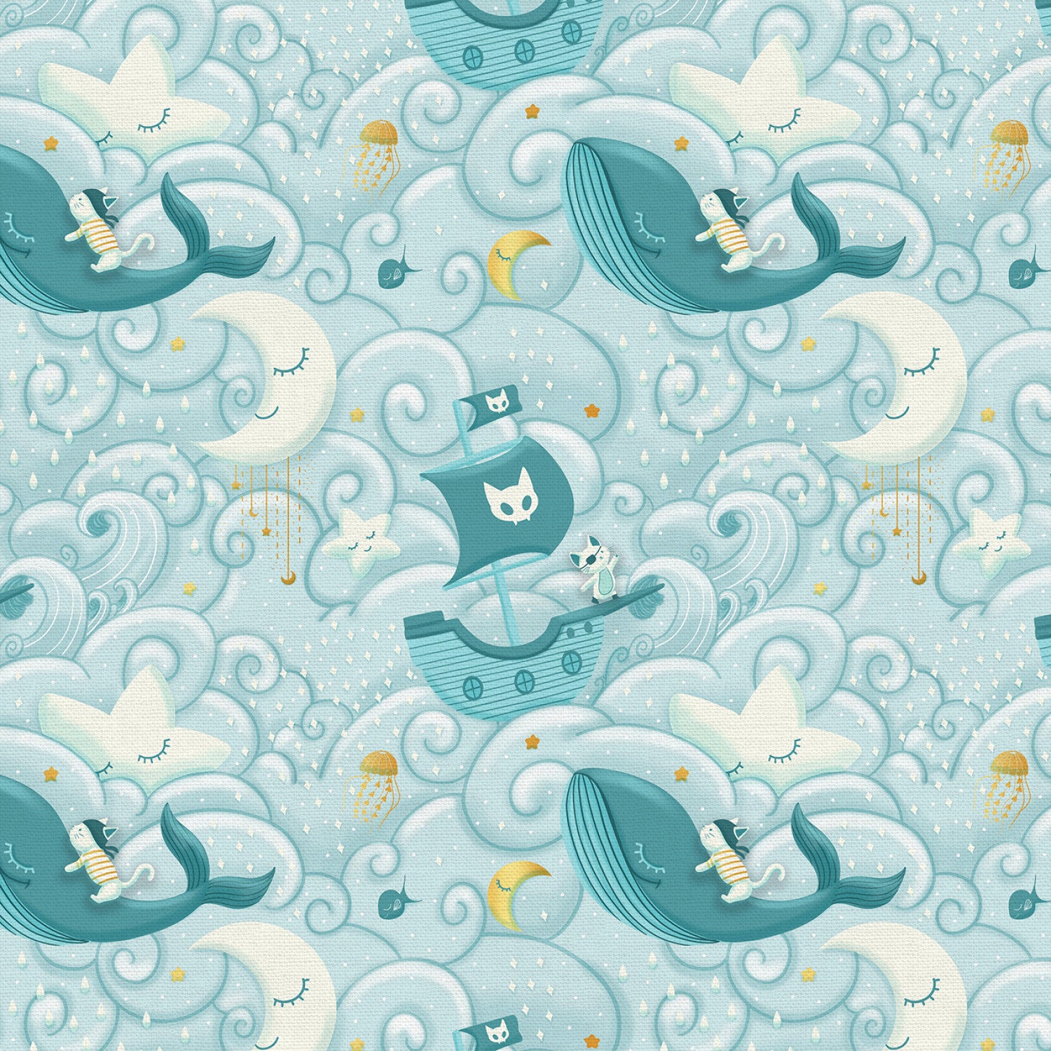 Sky Adventures | Sky Adventures Light Blue by Paintbrush Studio | Organic Double Gauze